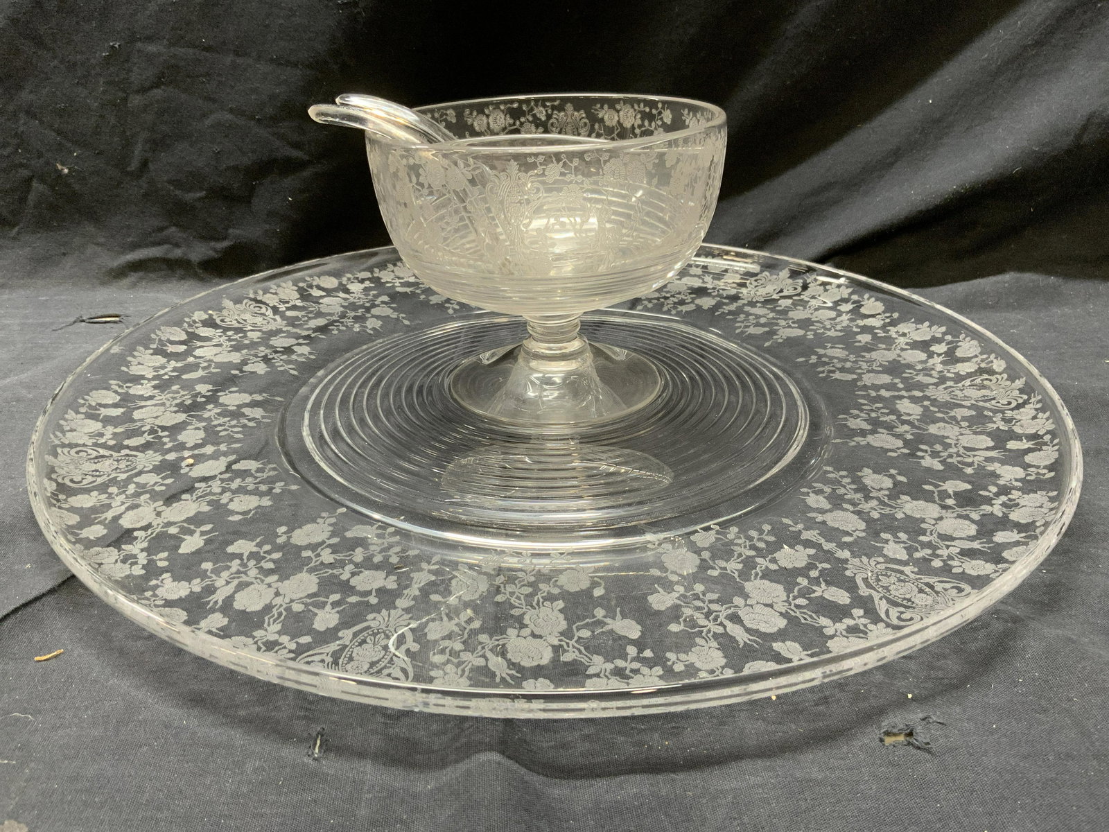 Lot 4 Gls Serving Plate Split Compote Dish & Ladle (1 of 6)