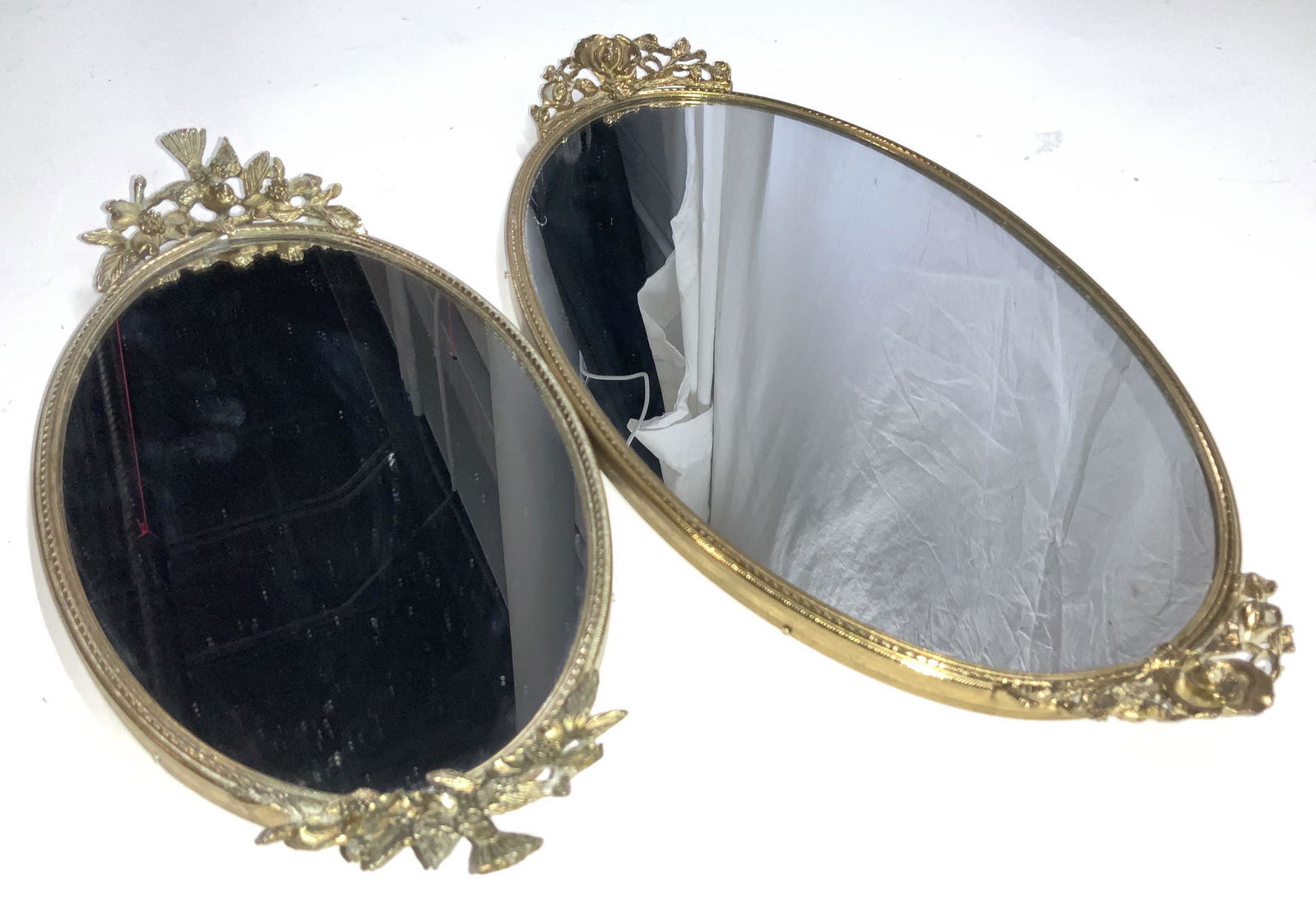 Lot 2 Mirror Vanity Trays w Brass Handles, USA (1 of 8)