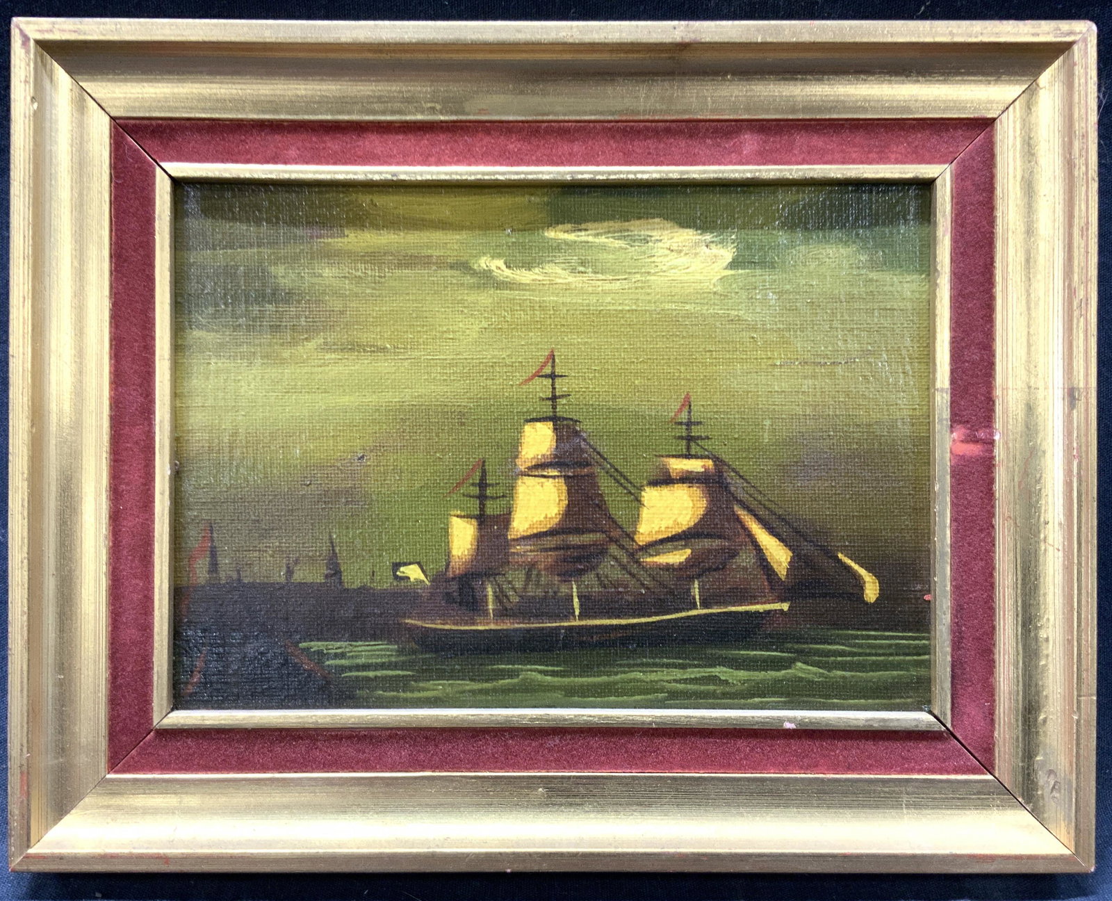 Framed Maritime Ship Serigraph on Board (1 of 7)