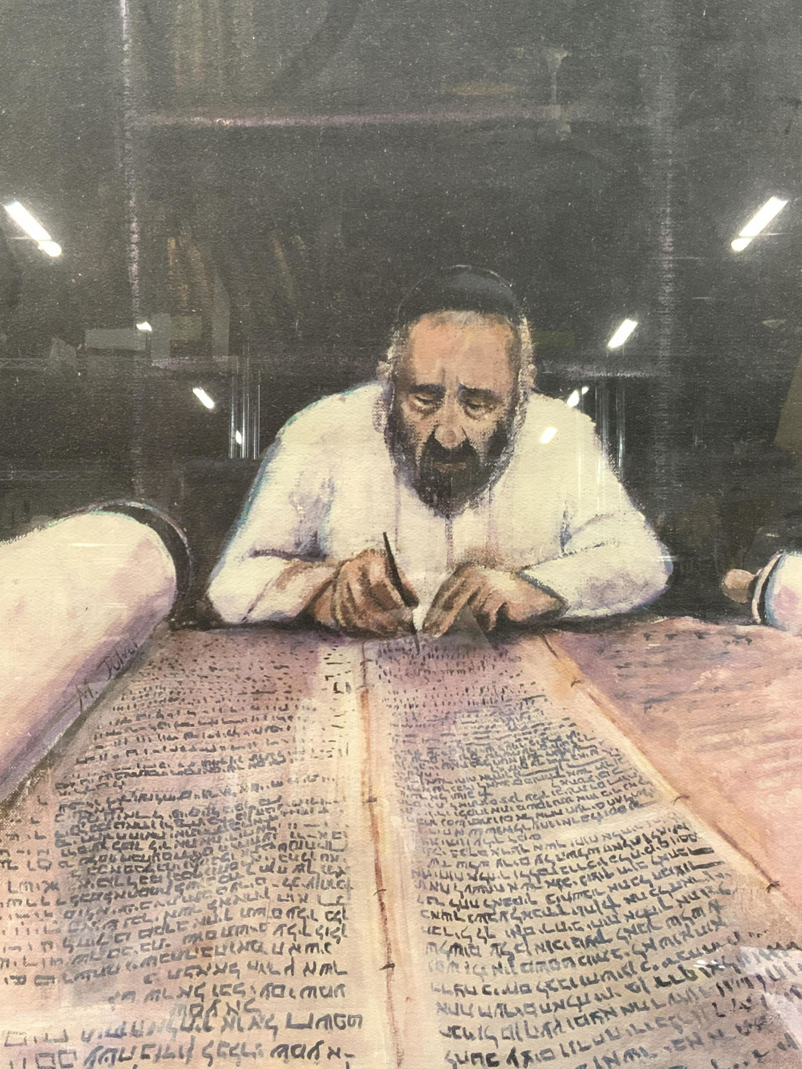 M.Pulver Writing Rabbi Framed Litho (1 of 9)