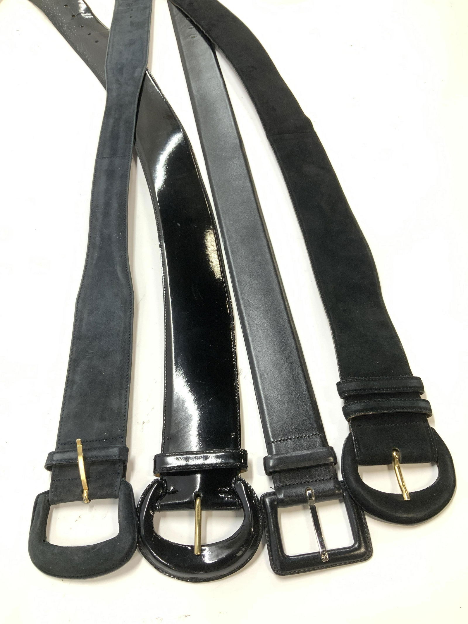 Lot 4 Blk Suede Leather Belts, DKNY, CK, B Goodman (1 of 8)