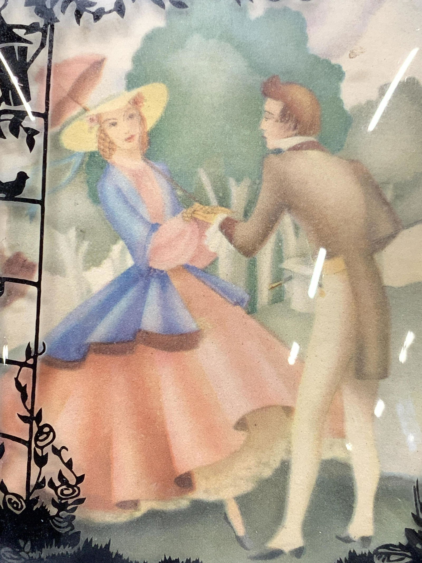 Vintage Silhouette Frame W Lithograph (1 of 6)