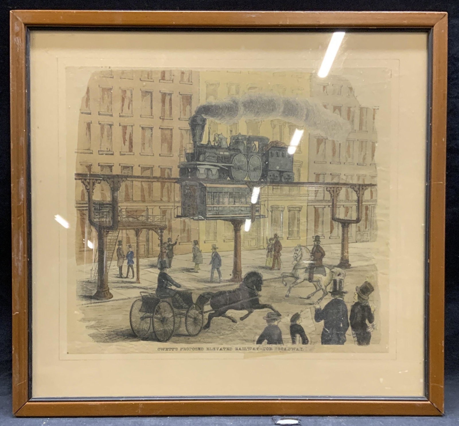 Framed Swetts Elevated Railway Engraving (1 of 6)