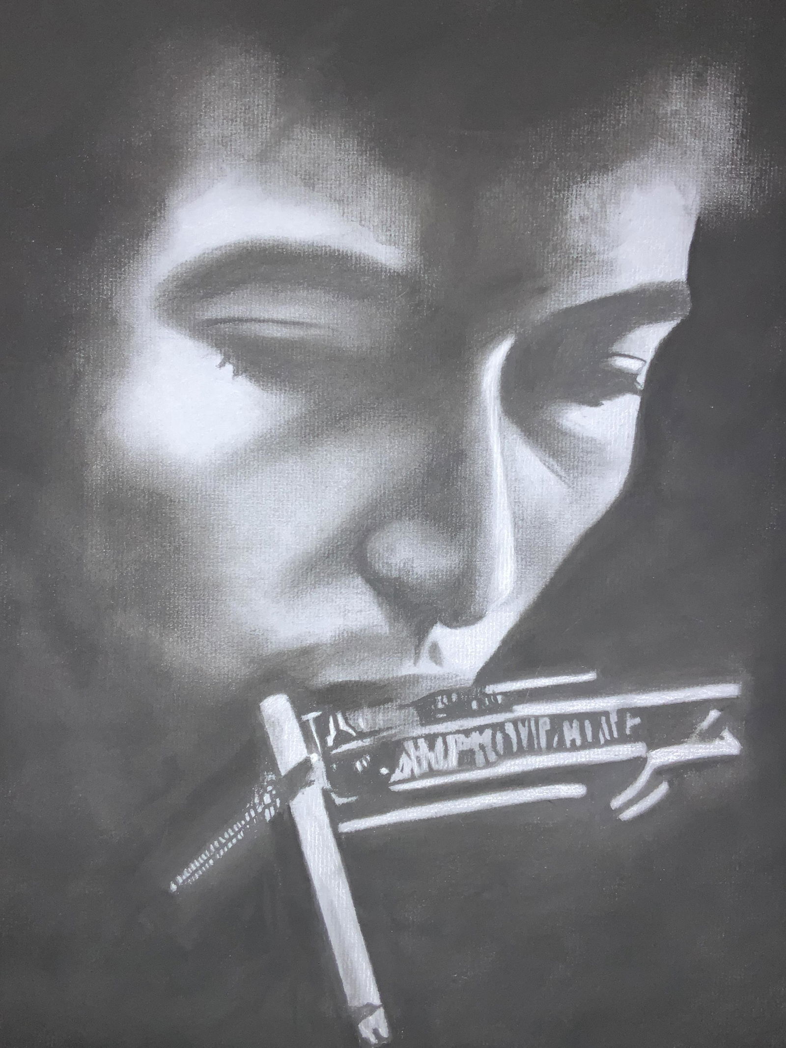 Callie Kant Signed Bob Dylan Charcoal Drawing (1 of 8)