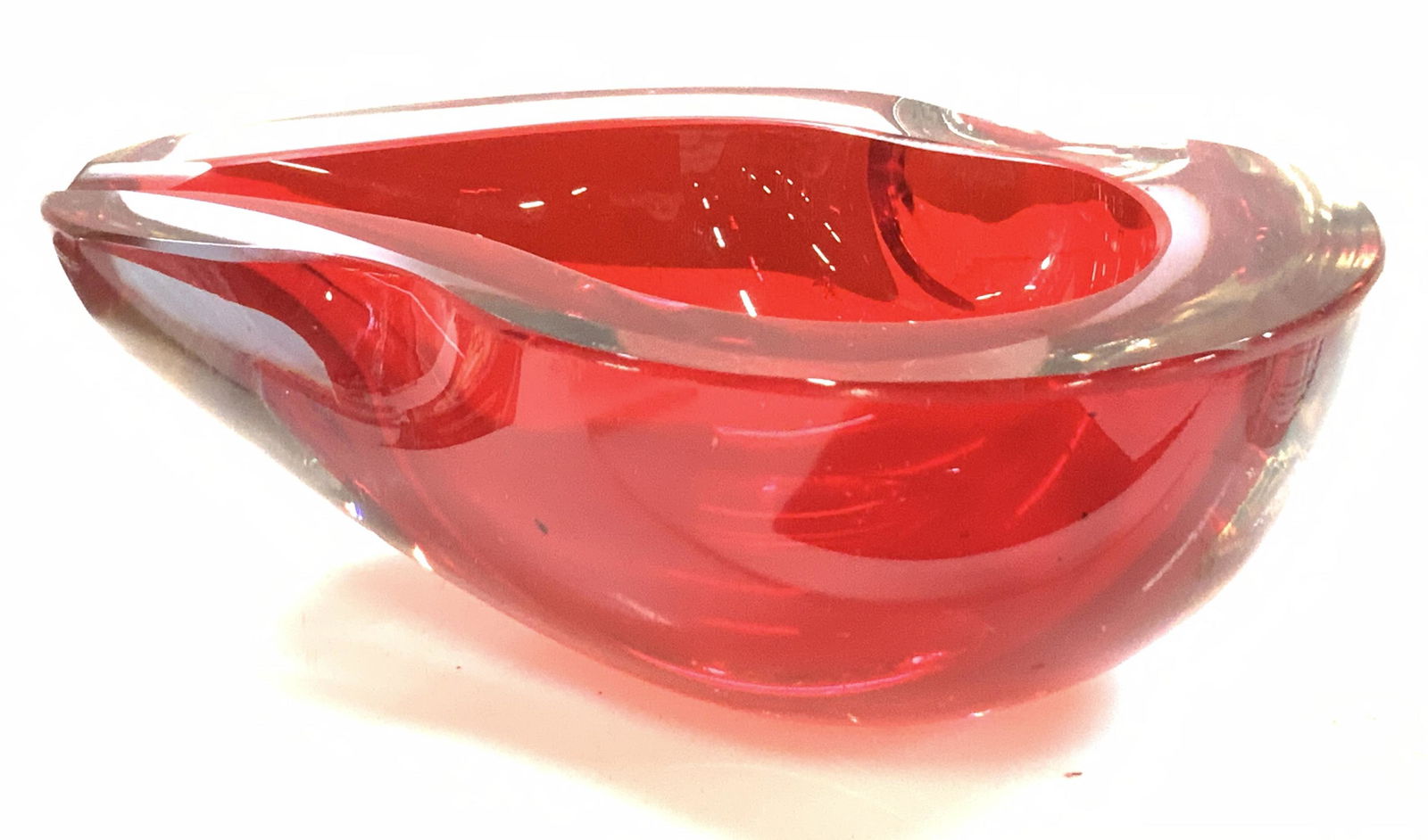 Thick Walled Ruby Red Art Glass Bowl (1 of 6)