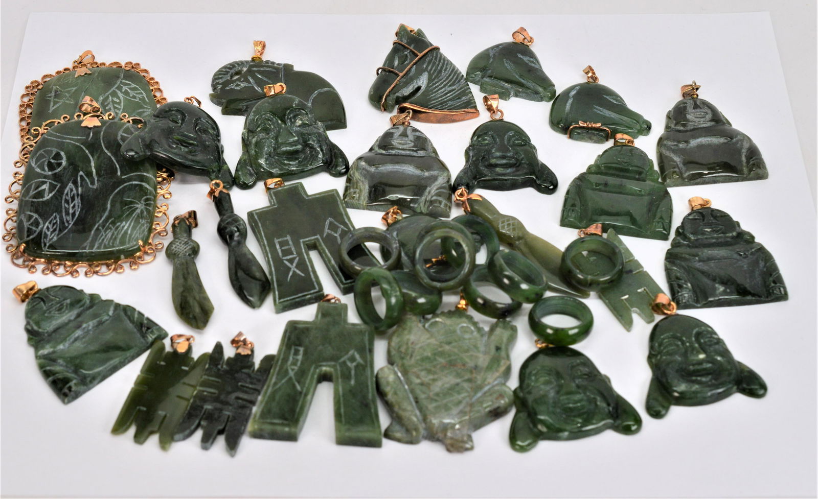 Collection of Jade pendants.  35 Pieces (1 of 5)
