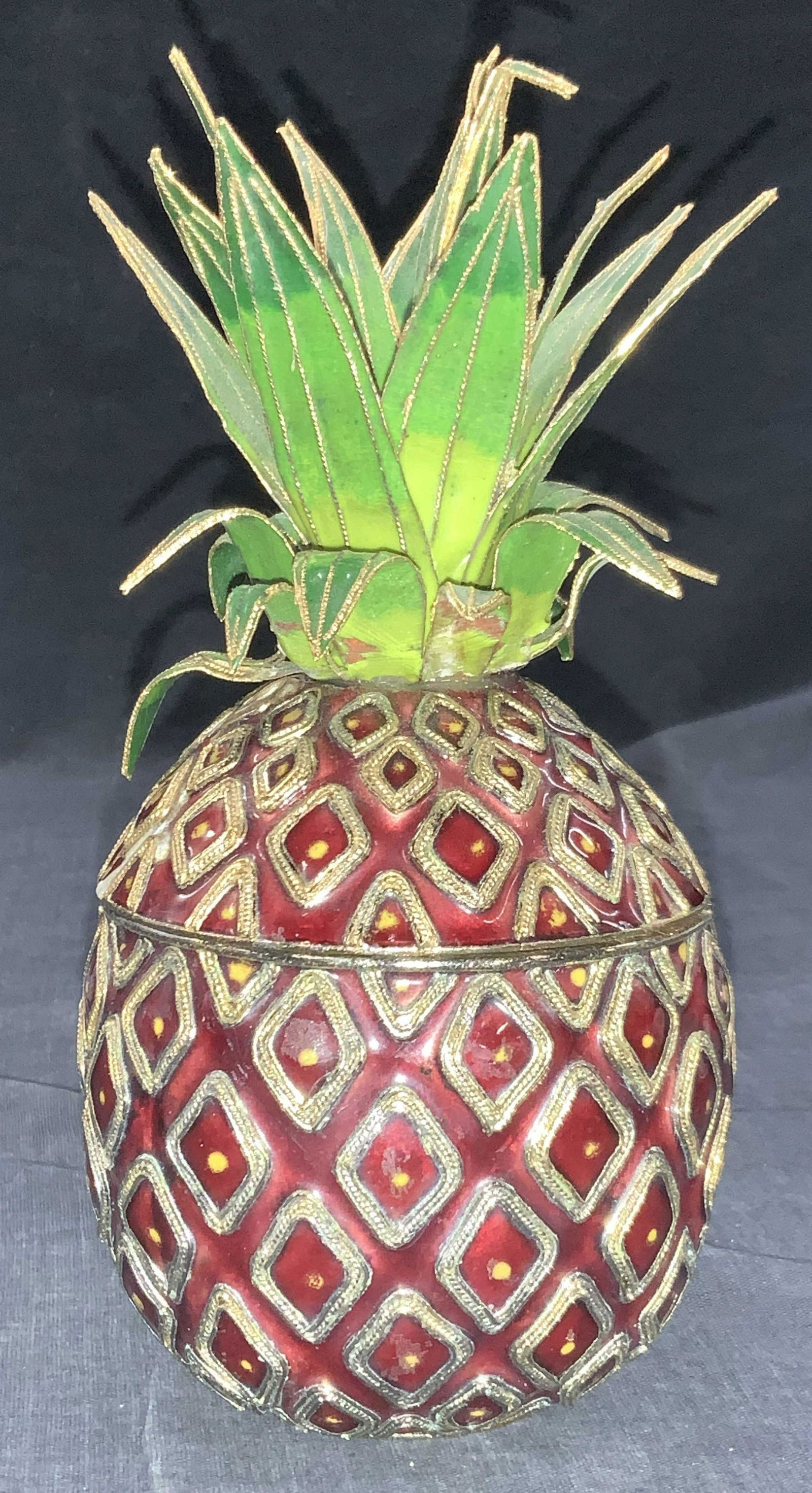 Cloisonne Style Enamel Pineapple Trinket Box (1 of 9)