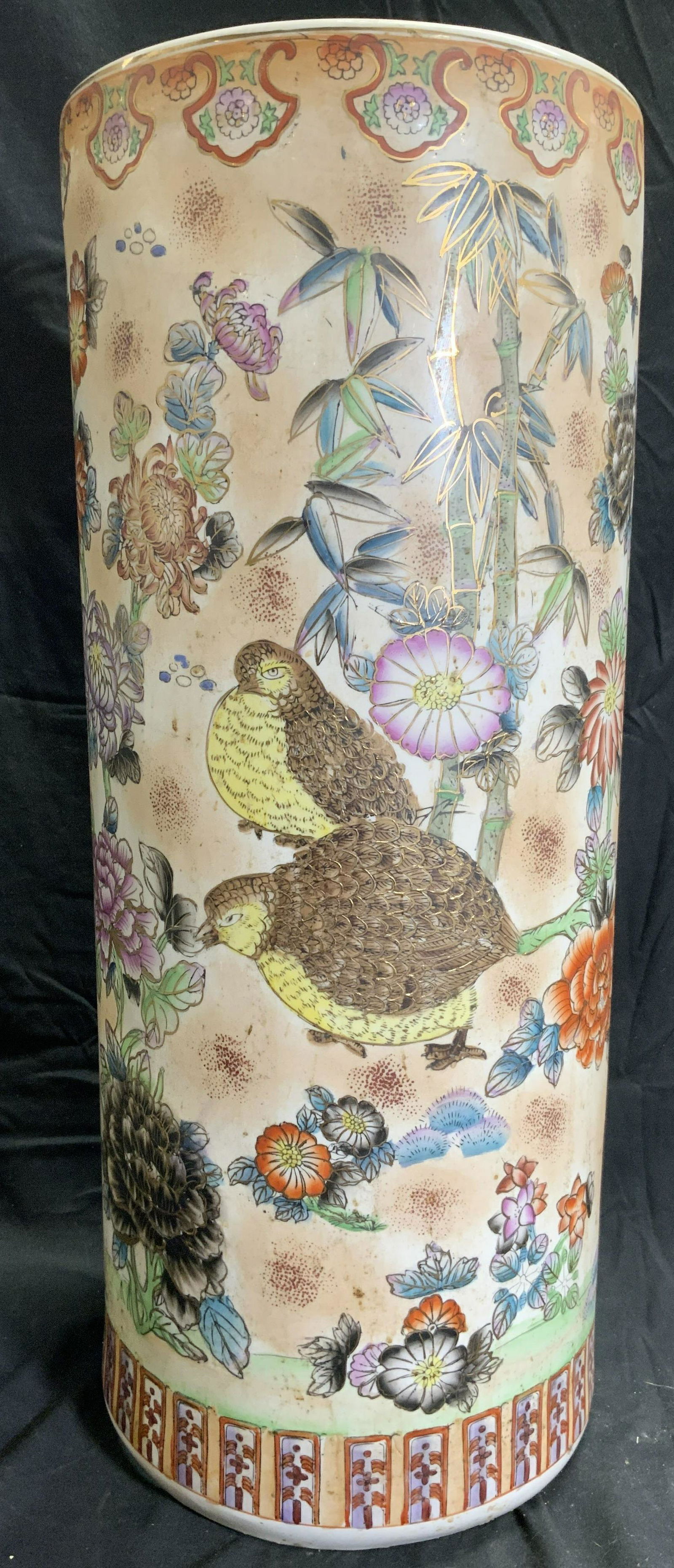 Vntg Hand Painted Asian Porcelain Umbrella Holder (1 of 8)