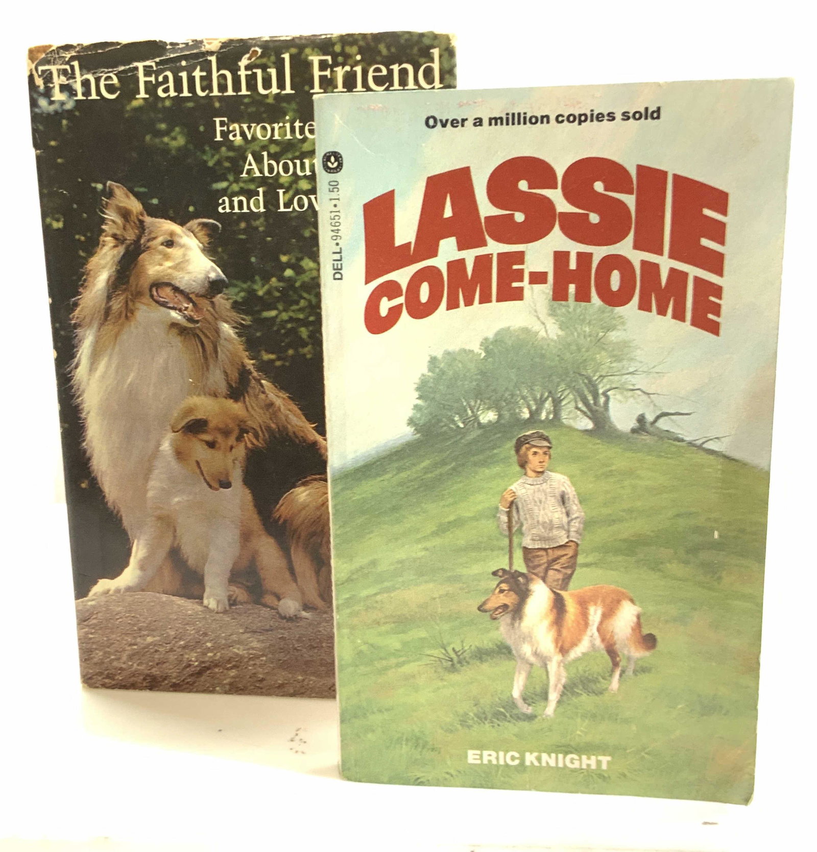 Lot2 Books, Lassie Come Home, Owning A Dog: Vintage copy of Lassie Come Home by Eric Knight, Dell Publishing Co, NY c 1968., 7 x 4.25 in. The Faithful Friend - Favorite Writings About Owning and Loving Dogs, Hallmark editions, c 1968.,7.5 x 4.7
