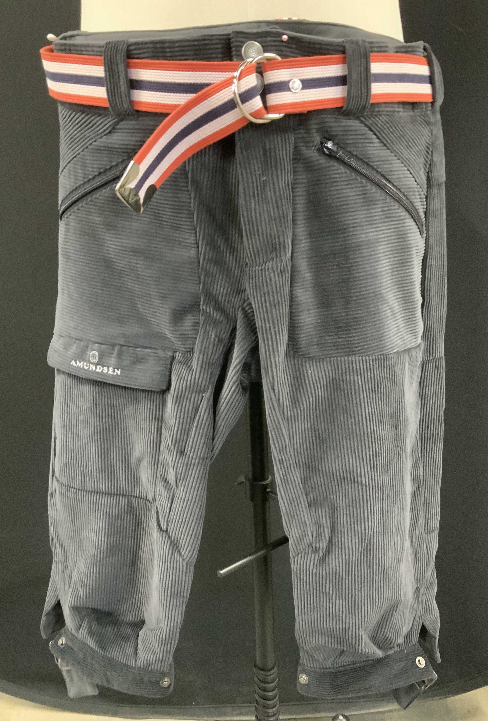 Lot 3 SLAM & AMUNDSEN Mens Cotton Shorts: 2 pairs of SLAM Navy Noma New Short, new with tags, mens size 48., Am Italian design. 100% cotton, 21 in. Long. AMUNDSEN corduroy mens long shorts ( Bermuda length shorts), light black with orange , w