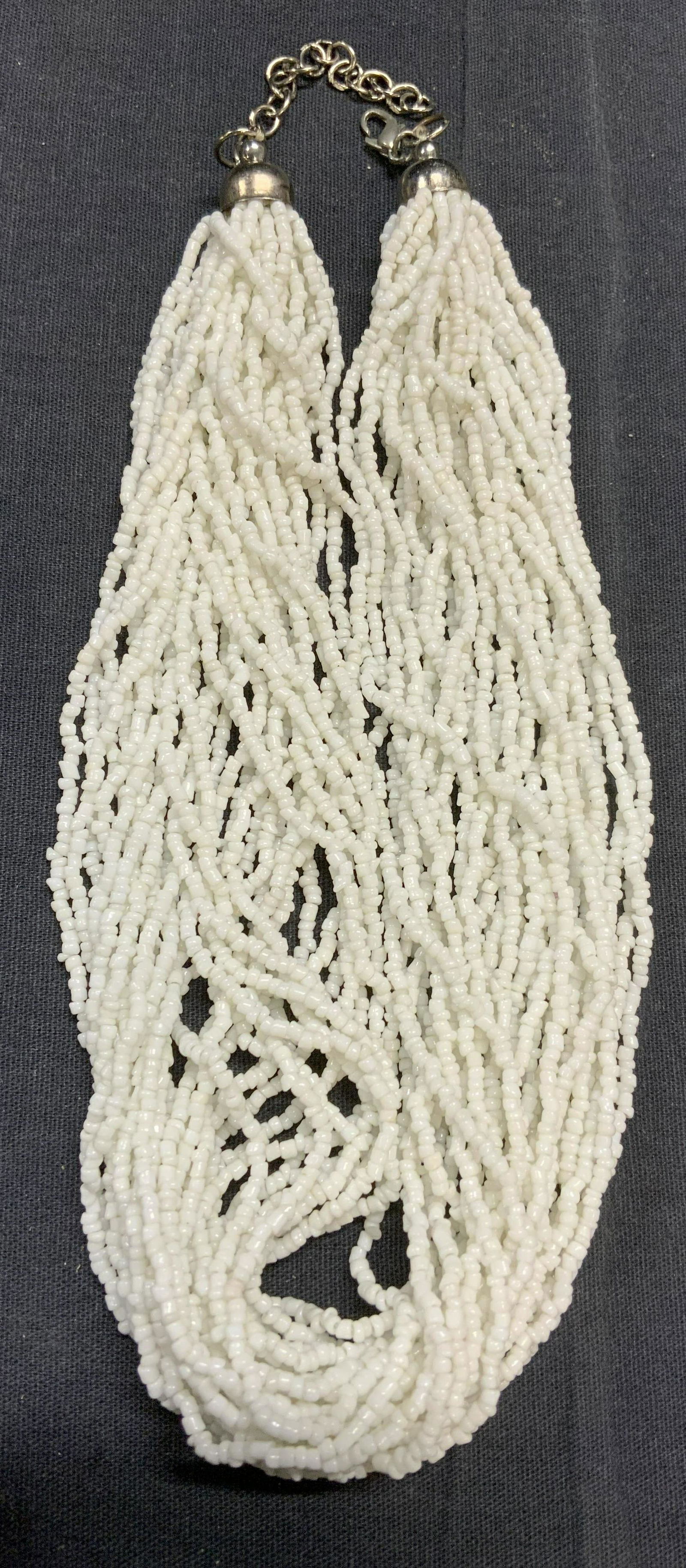 Chunky Multi Strand White Seed Bead Necklace (1 of 6)
