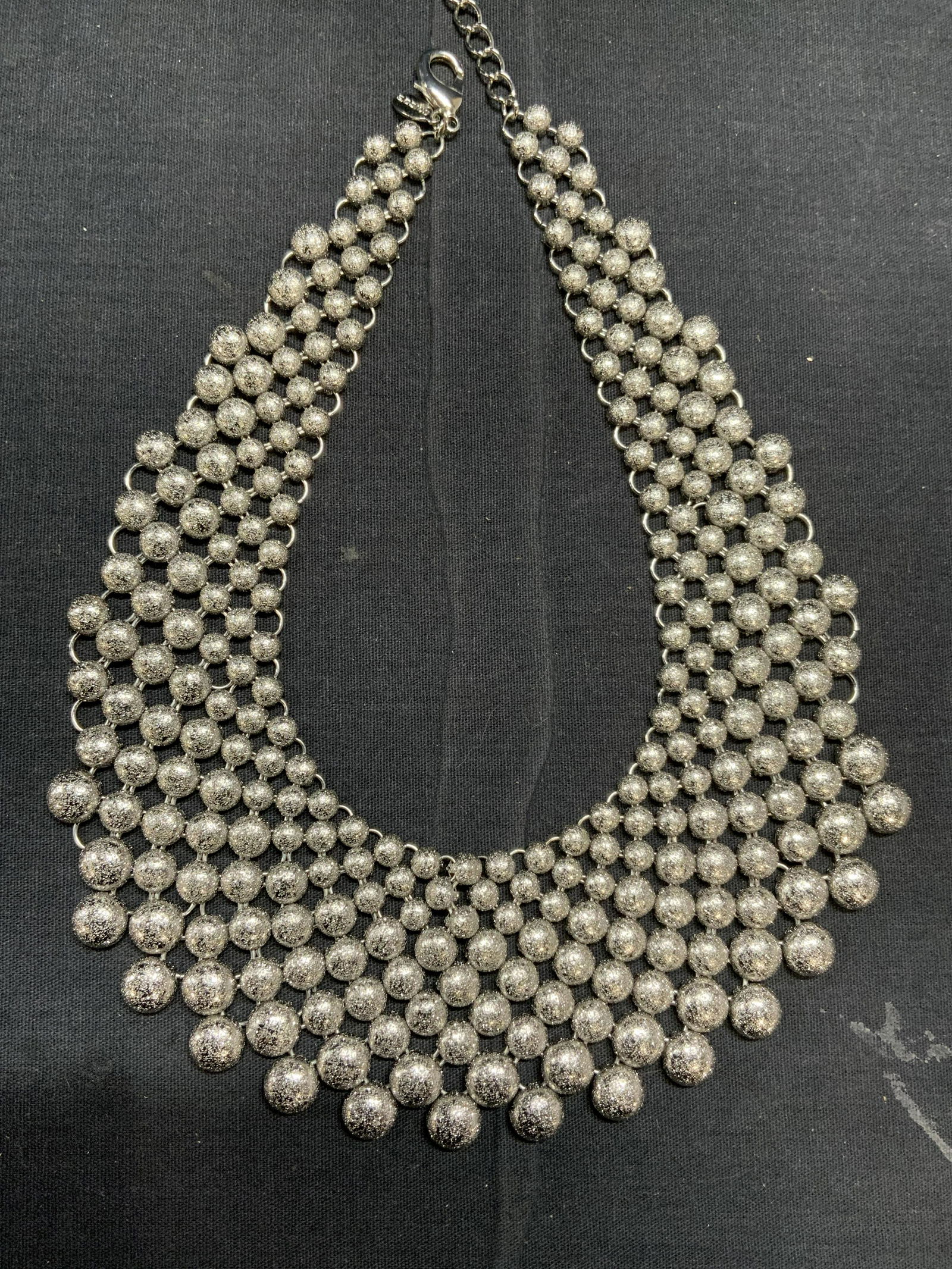 CHICOS Silver Tone Mesh Bib Choker Necklace (1 of 6)