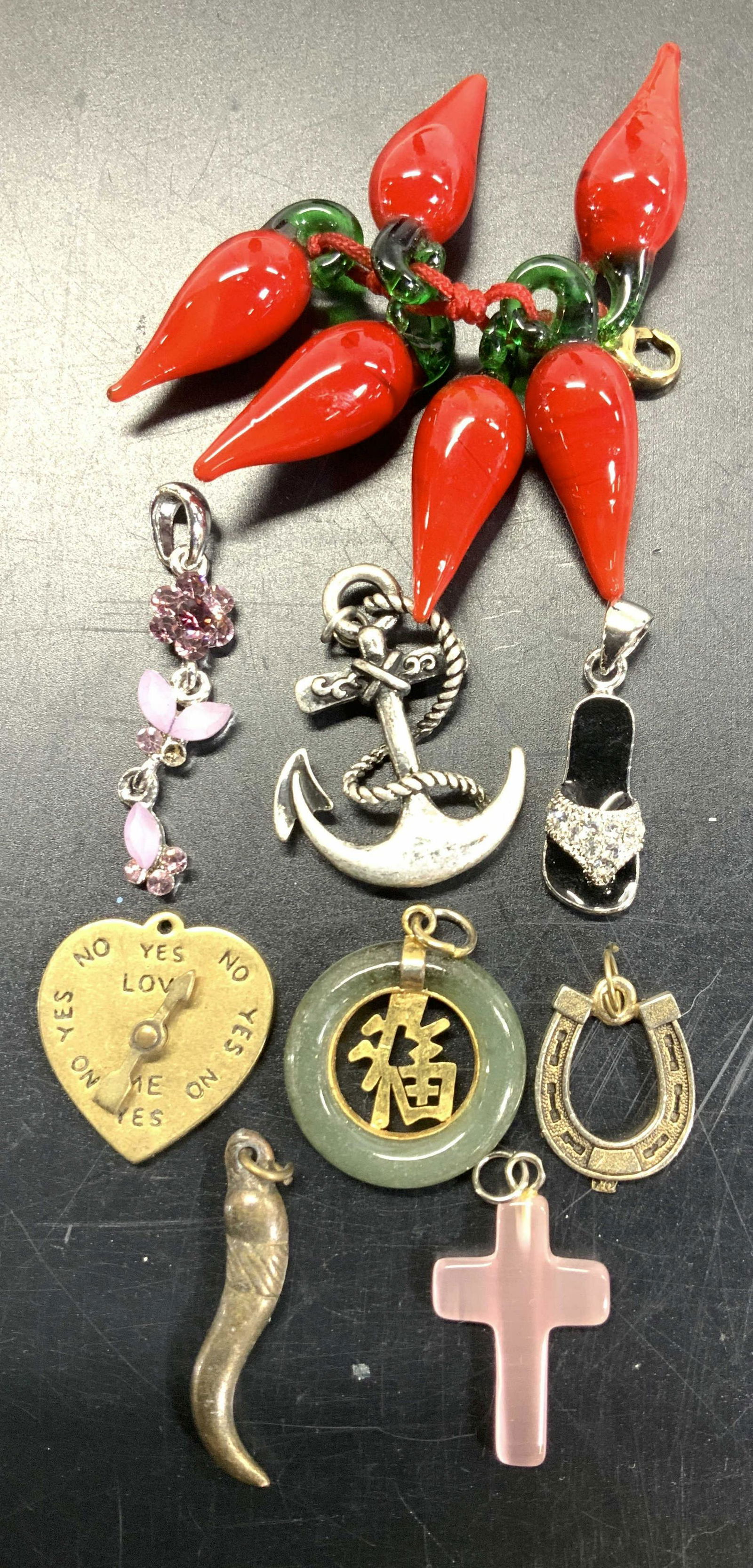 Lot 9 Charms, Accessories- Asian, Horseshoe, Cross (1 of 7)