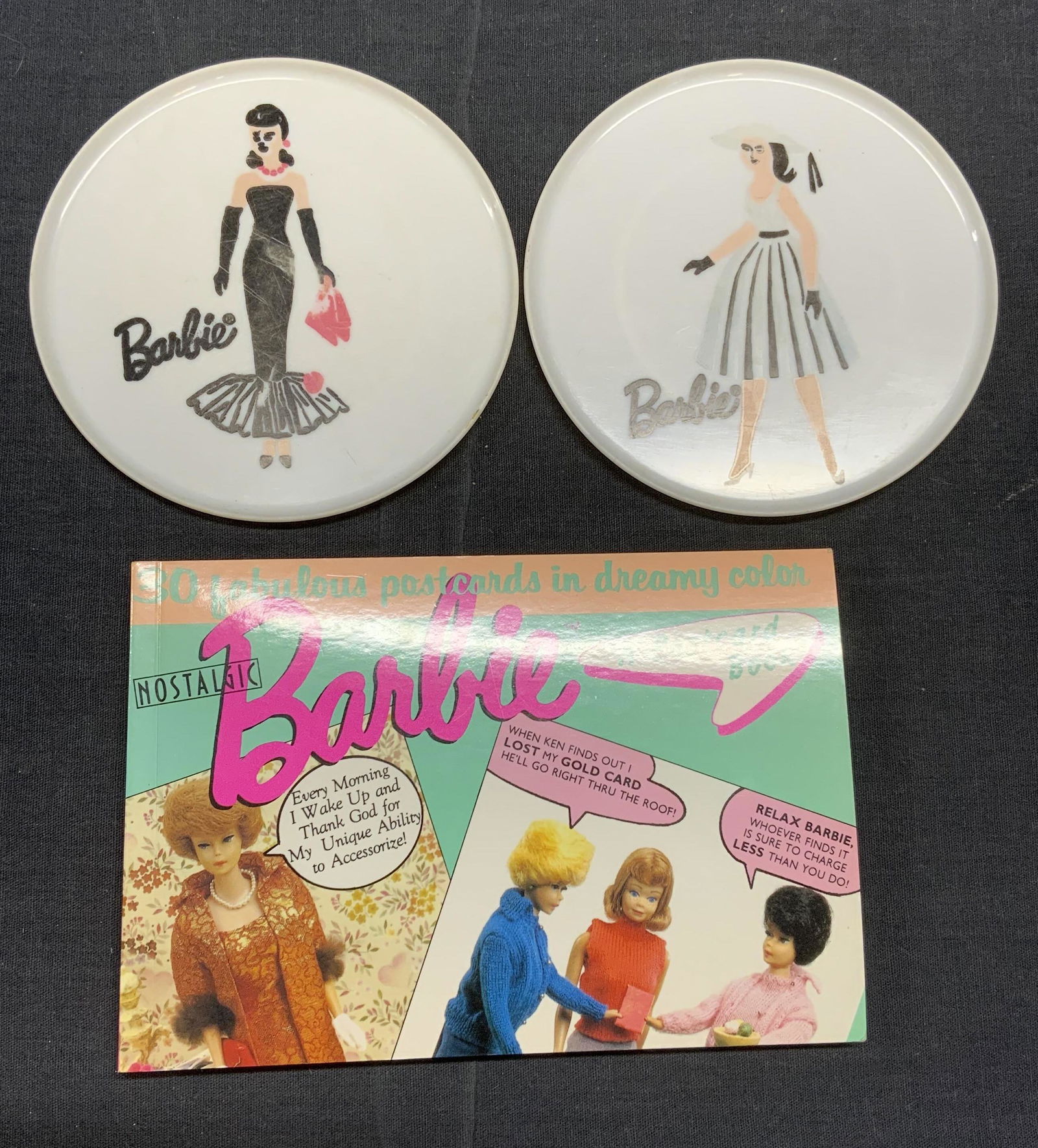 Lot 3 Vintage Barbie Postcard Book & Plates (1 of 9)