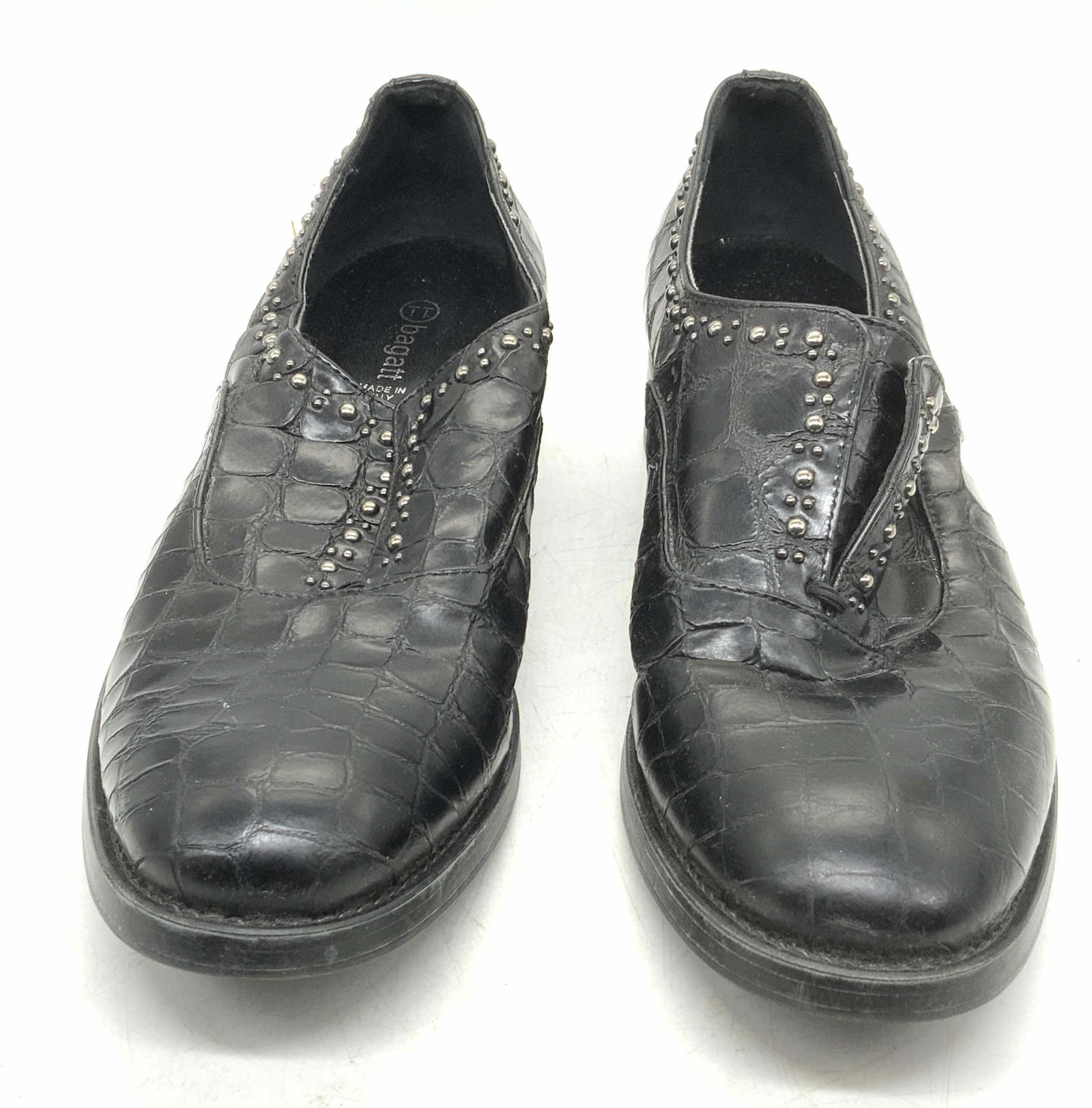 BAGATT Black Croc Embossed Leather Loafers, ITALY (1 of 6)