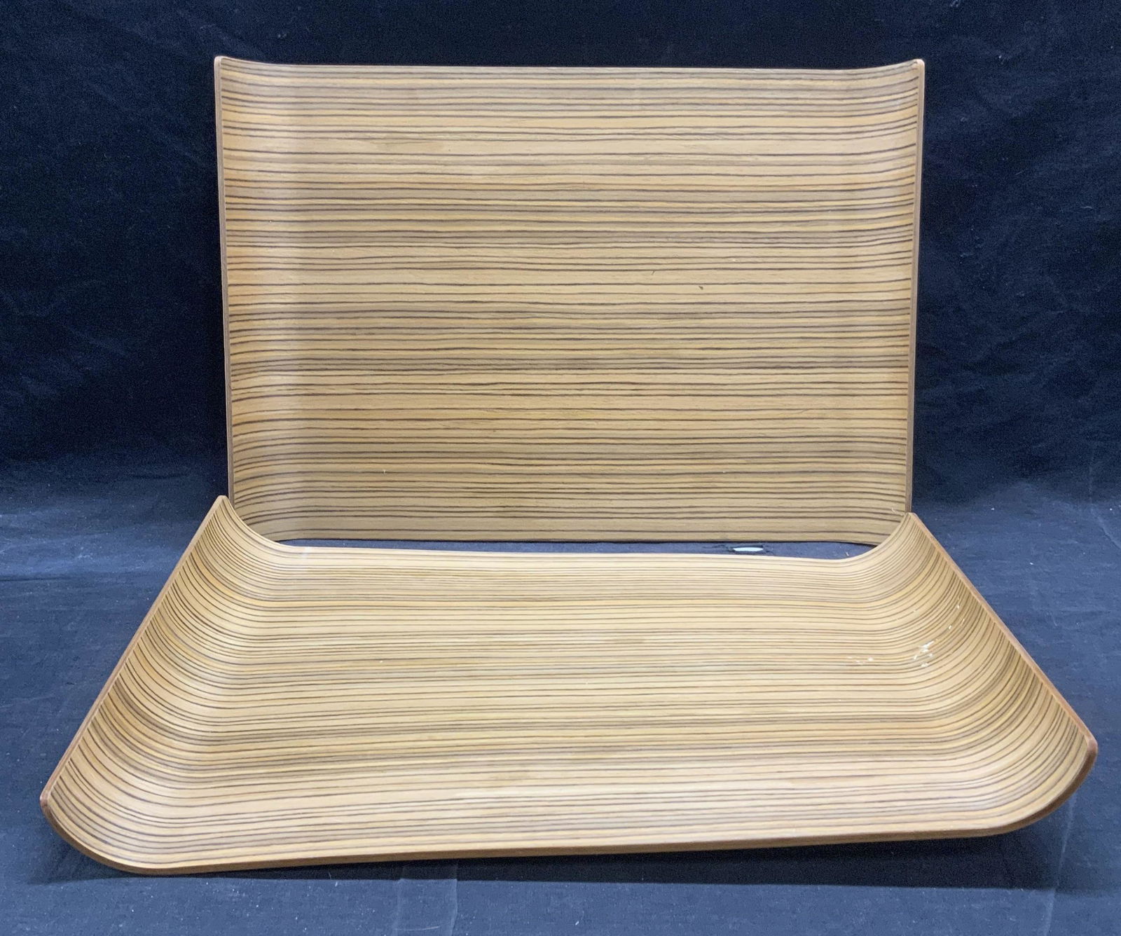 Pair Striped Wooden Tabletop Trays (1 of 6)