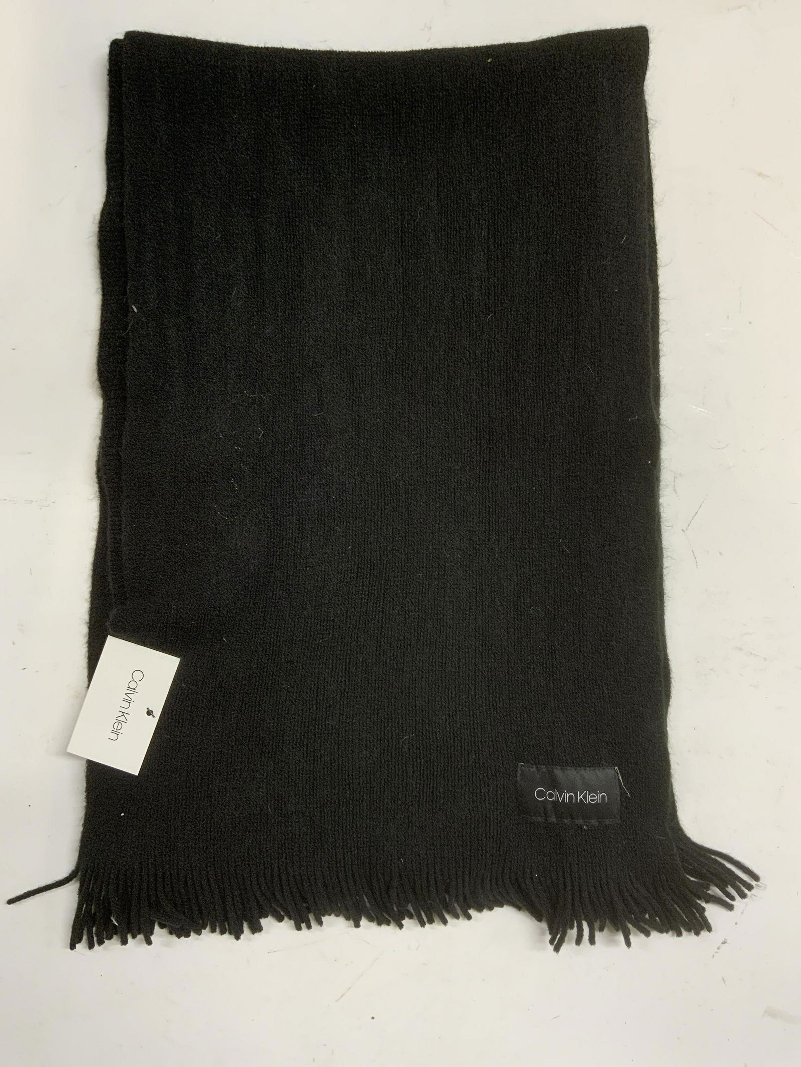 CALVIN KLEIN Black Fringe Scarf NWT (1 of 6)