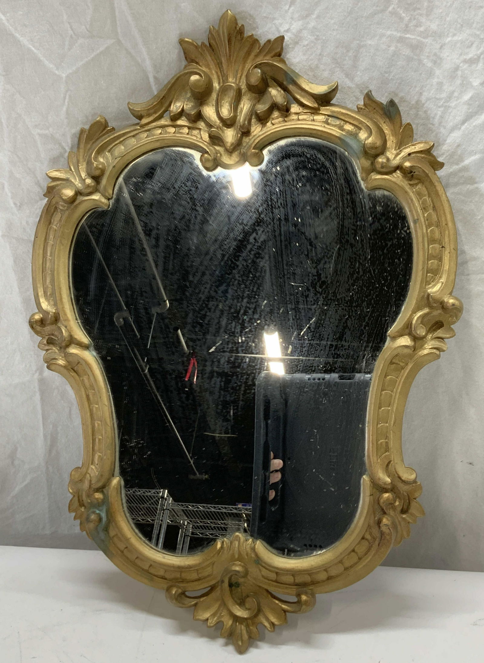 Syroco Scroll Gold Wood Frame Wall Mirror, Italy (1 of 7)