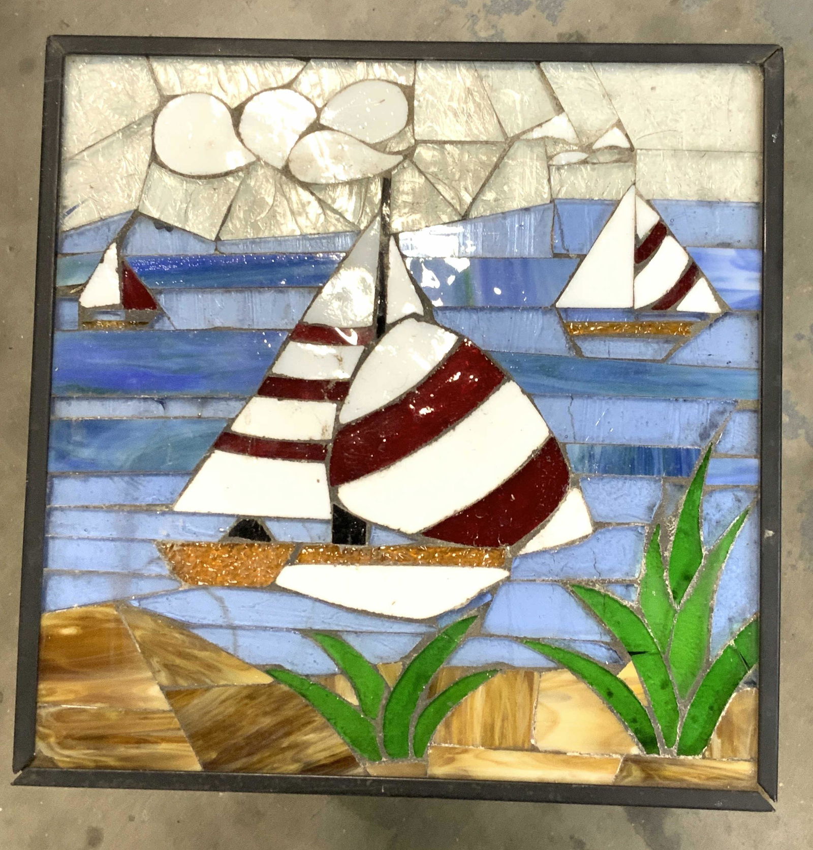 Mosaic Glass top Iron Patio Side Table (1 of 7)