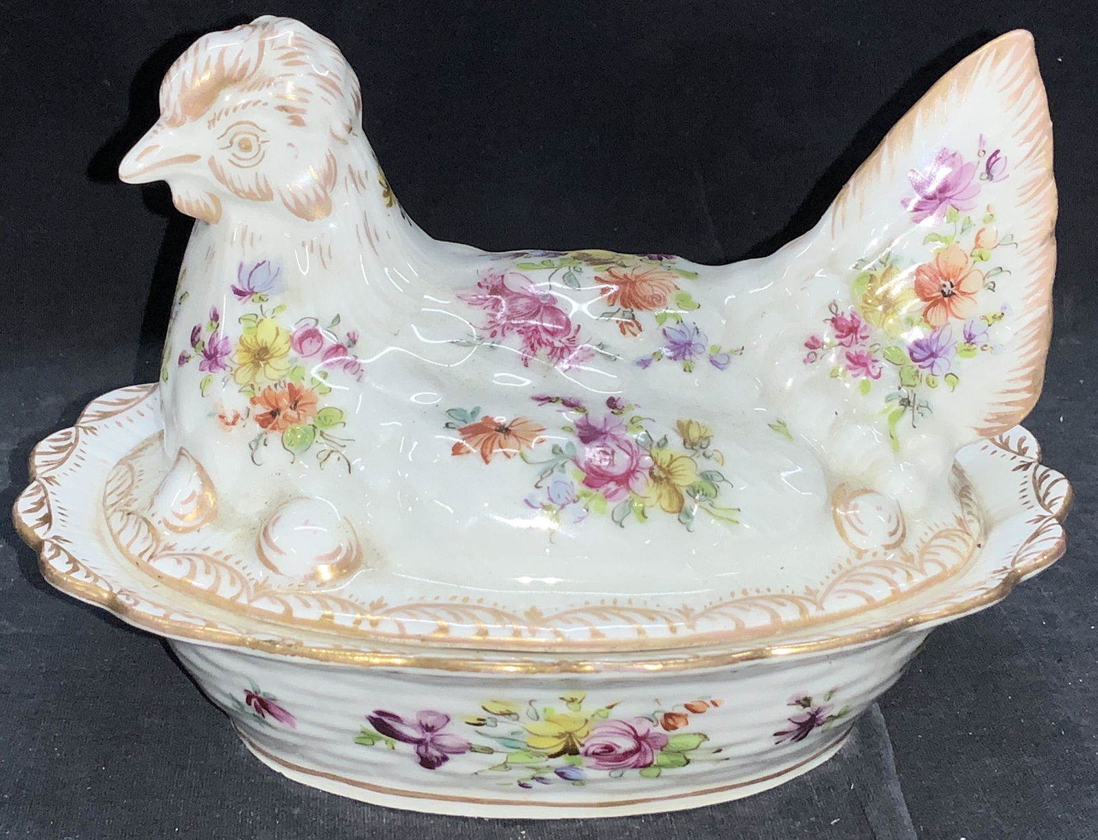 DRESDEN Chicken Form Porcelain Serving Bowl German (1 of 6)