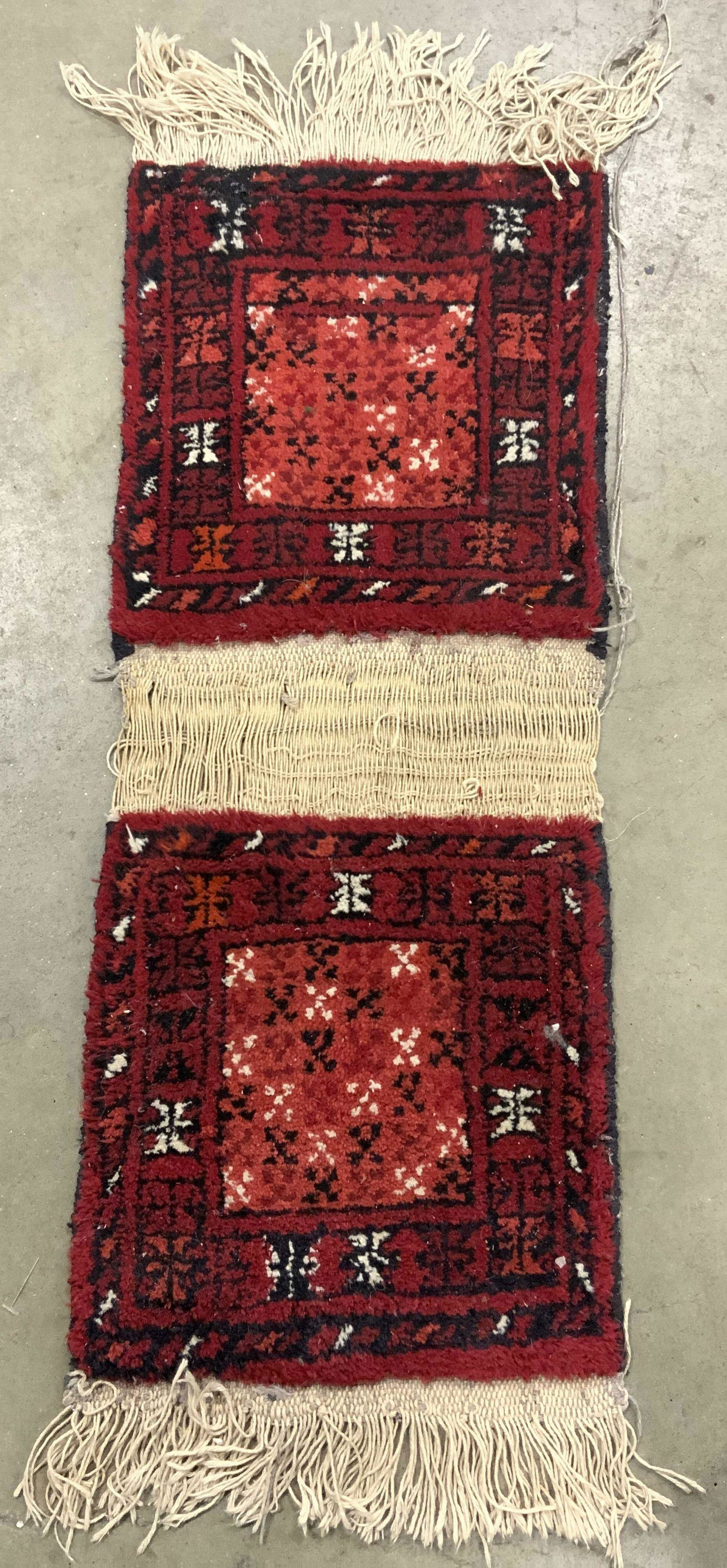 Handmade Wool Afgan Rug Saddle W Fringes (1 of 6)