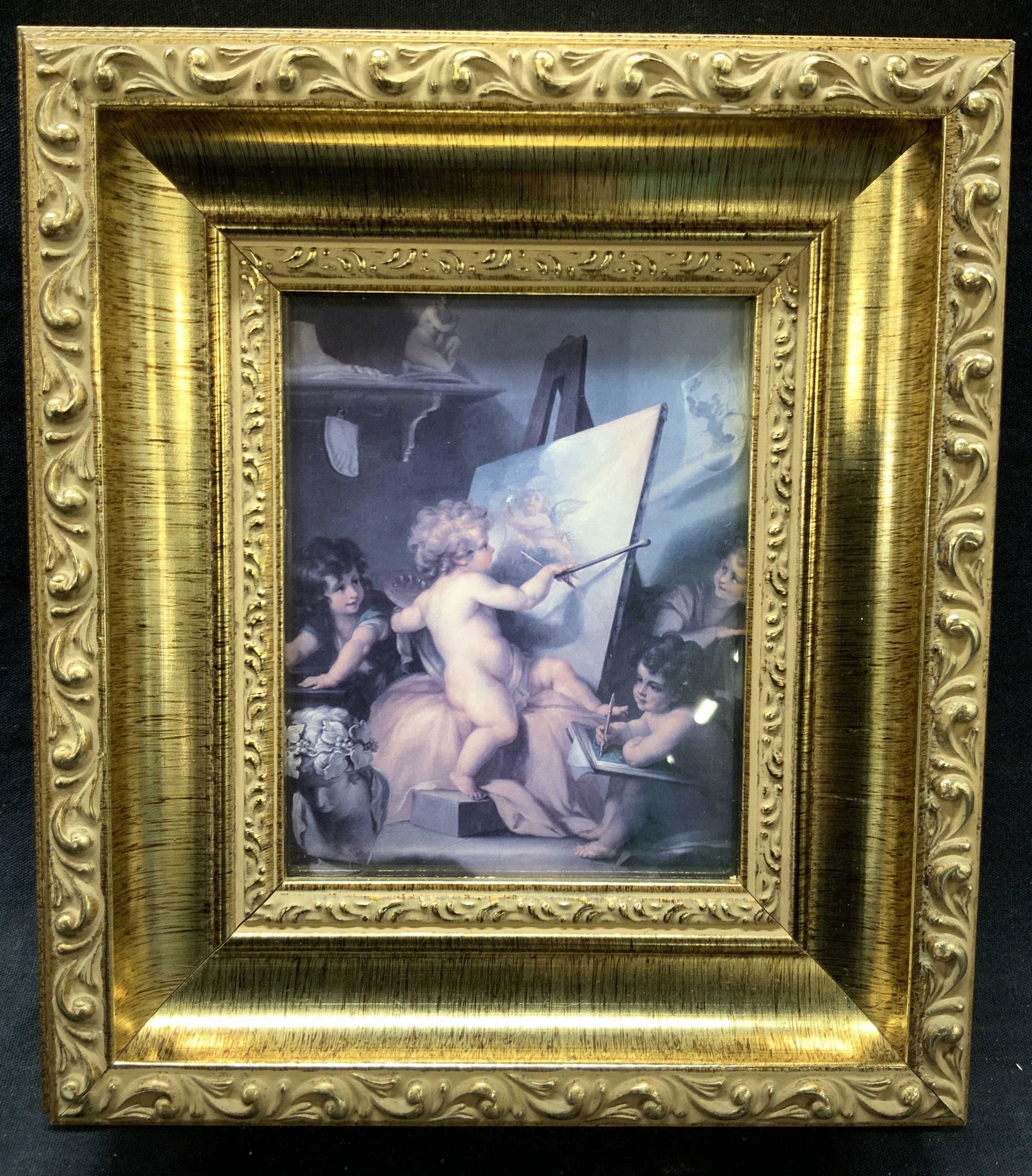Ornately Framed Painting Cherub Litho (1 of 8)
