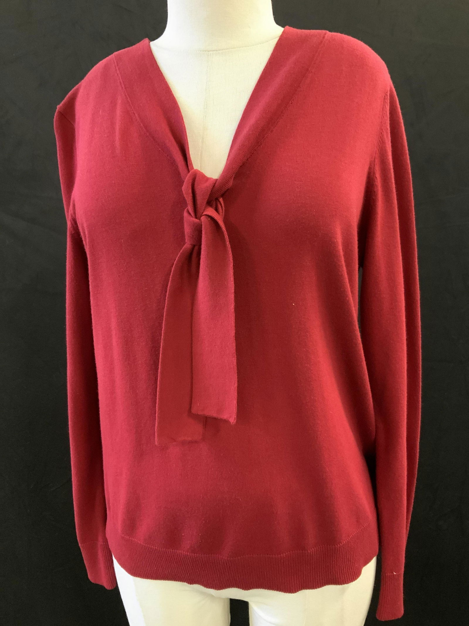 Talbots Brick Red Cotton Rayon Bow Sweater (1 of 6)