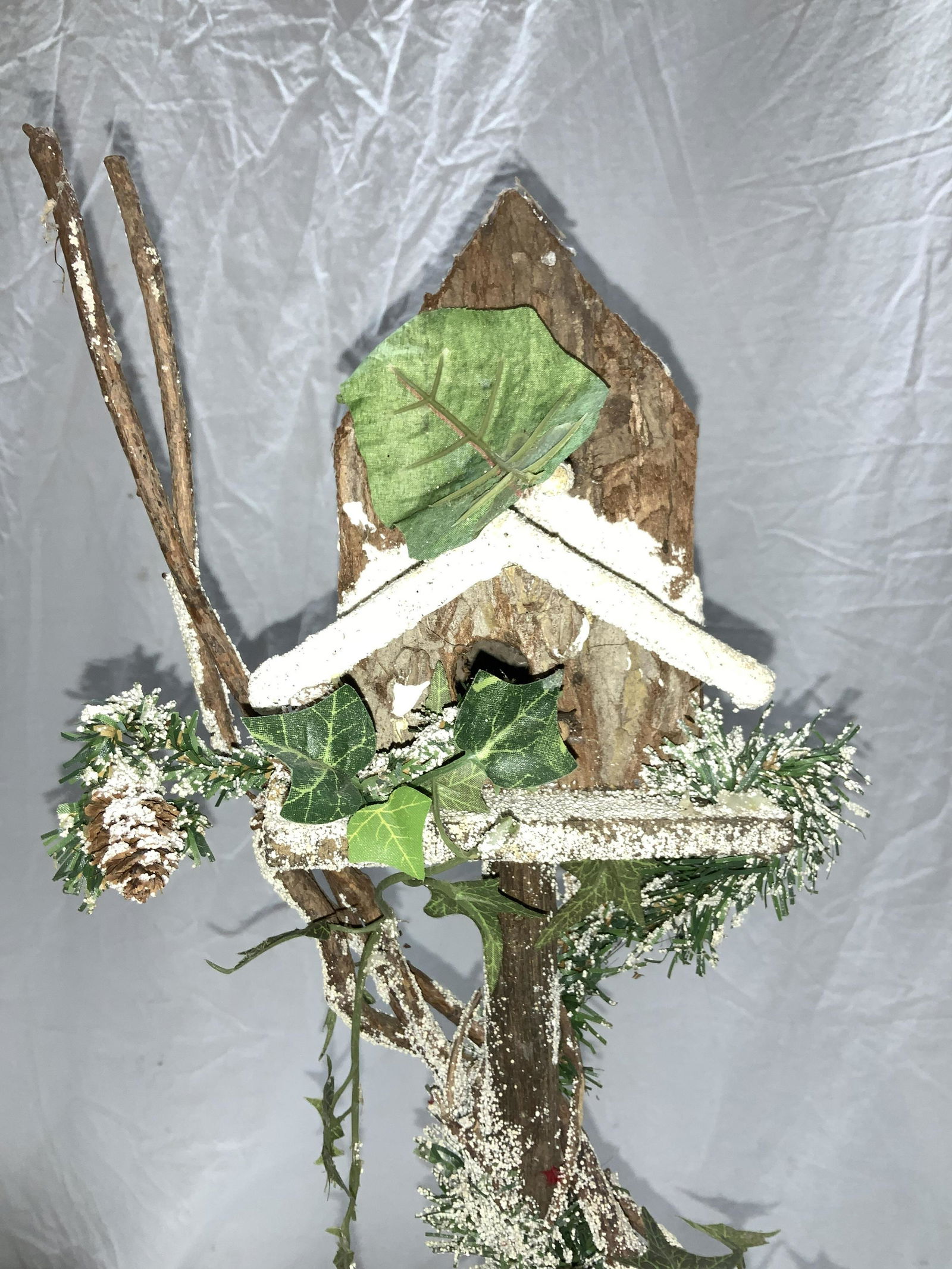Hand Crafted Twig & Bark Holiday Bird House Feeder (1 of 7)