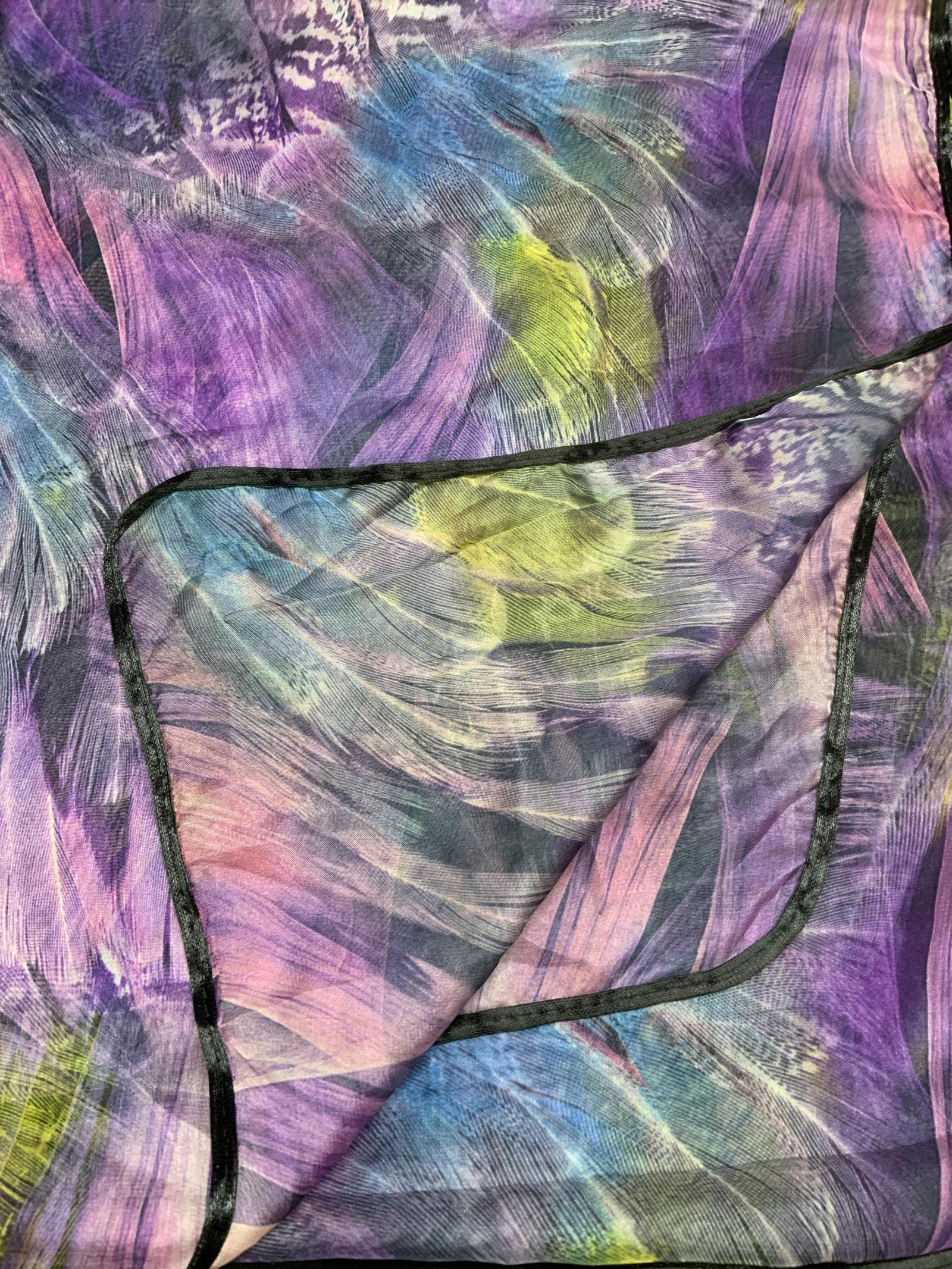 Sheer Purple Feather Print Scarf (1 of 6)