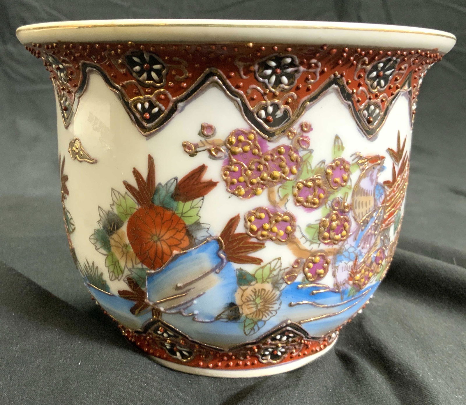 Signed Asian H Painted Porcelain Planter Vessel (1 of 7)