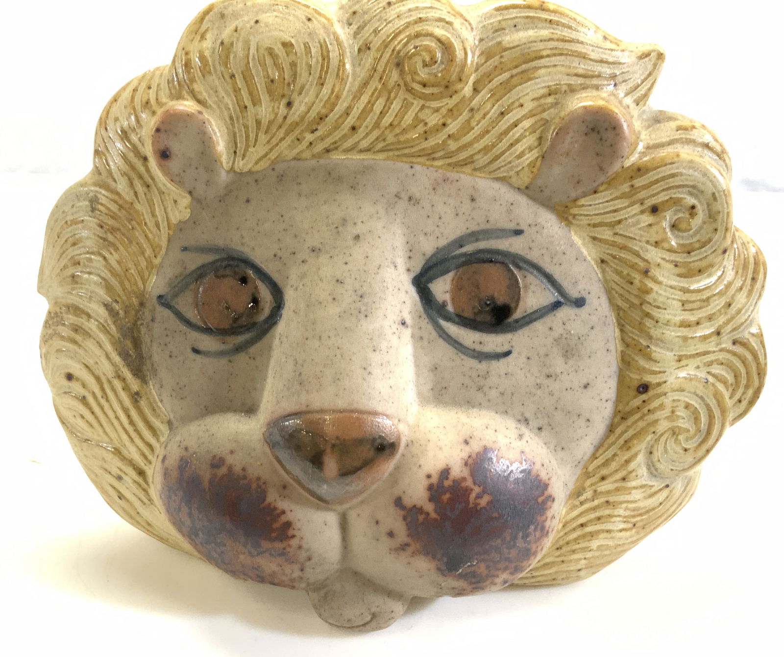 Painted Ceramic Lion Face Figural (1 of 6)