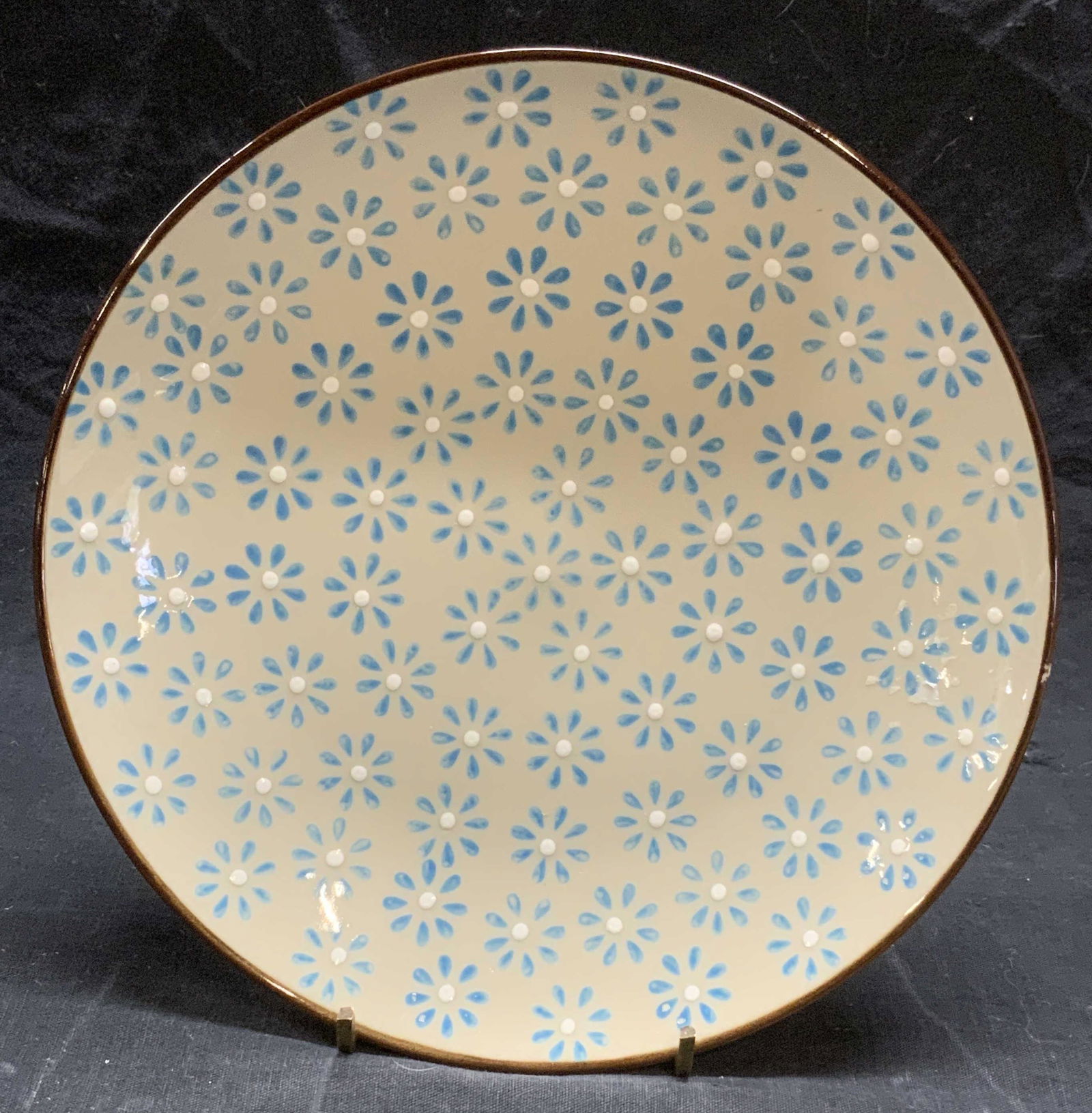 Hand Painted Blue Floral Ceramic Plate (1 of 7)