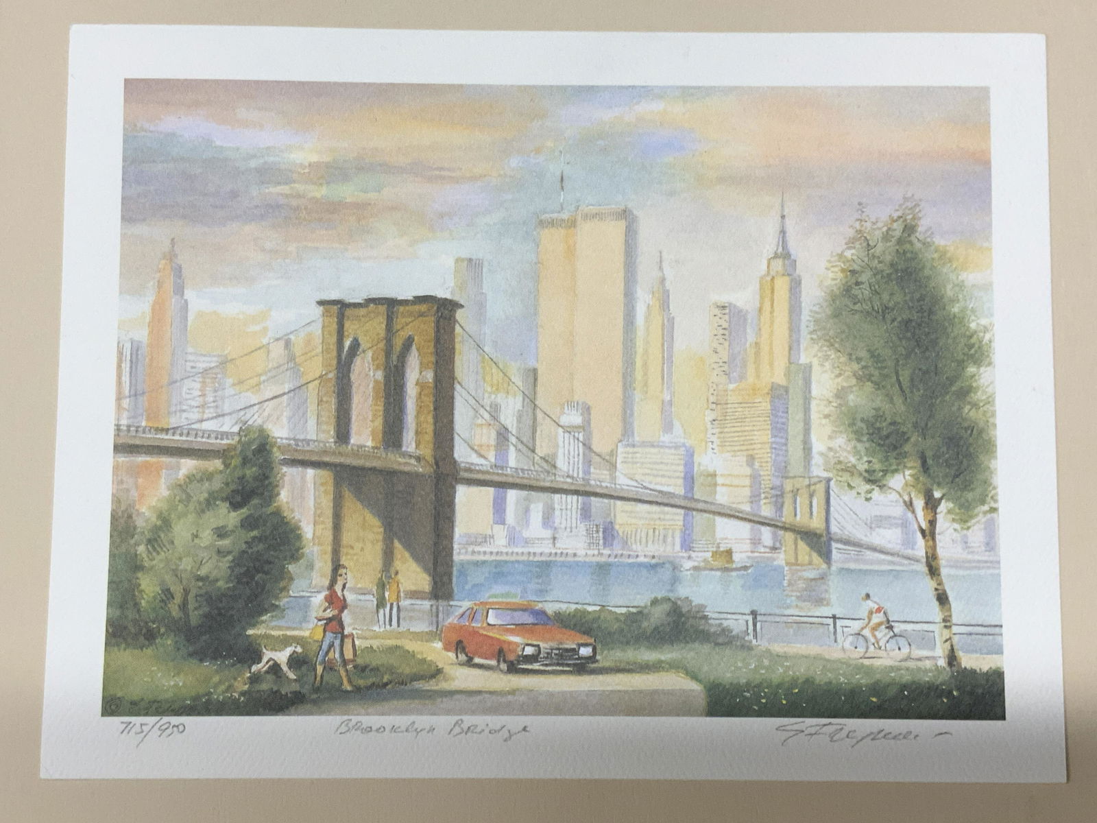 Signed Limited Edition Brooklyn Bridge Lithograph (1 of 6)