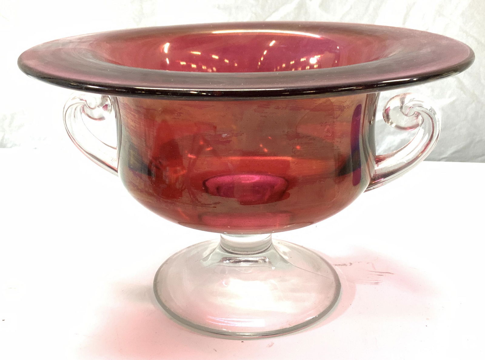 Iridescent Footed Art Glass Bowl (1 of 6)