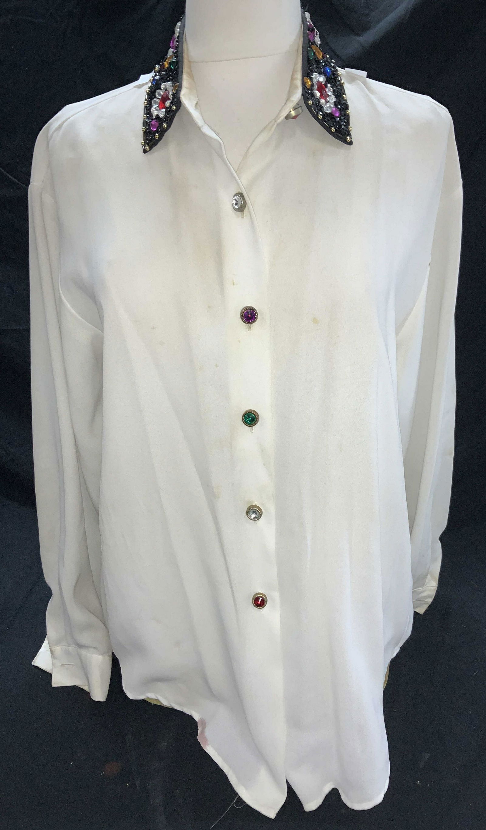 Beaded Rhinestone Vtg Blouse, Hong Kong (1 of 10)