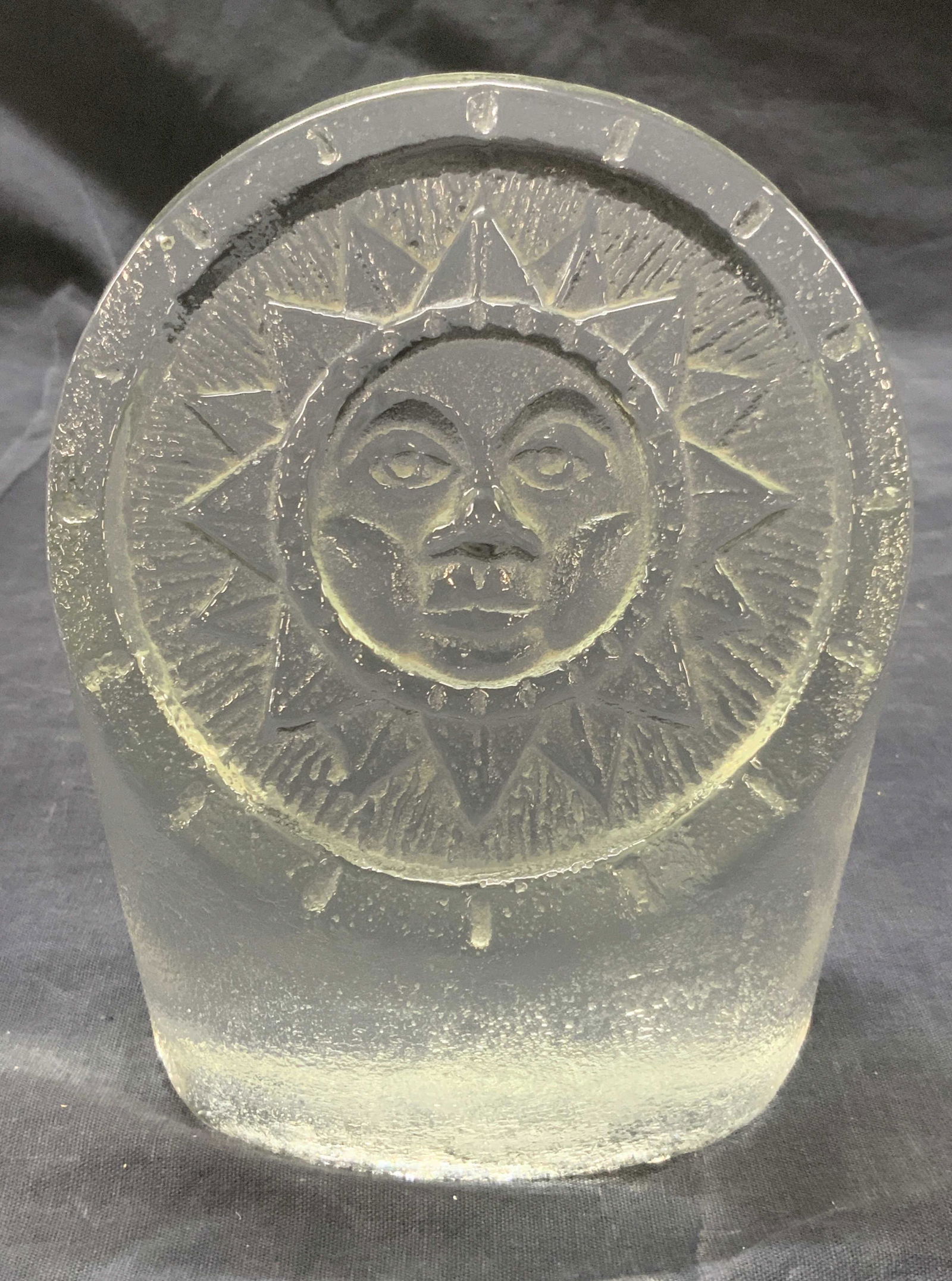 Solid Glass Sun Dial Bookend Sculpture (1 of 8)