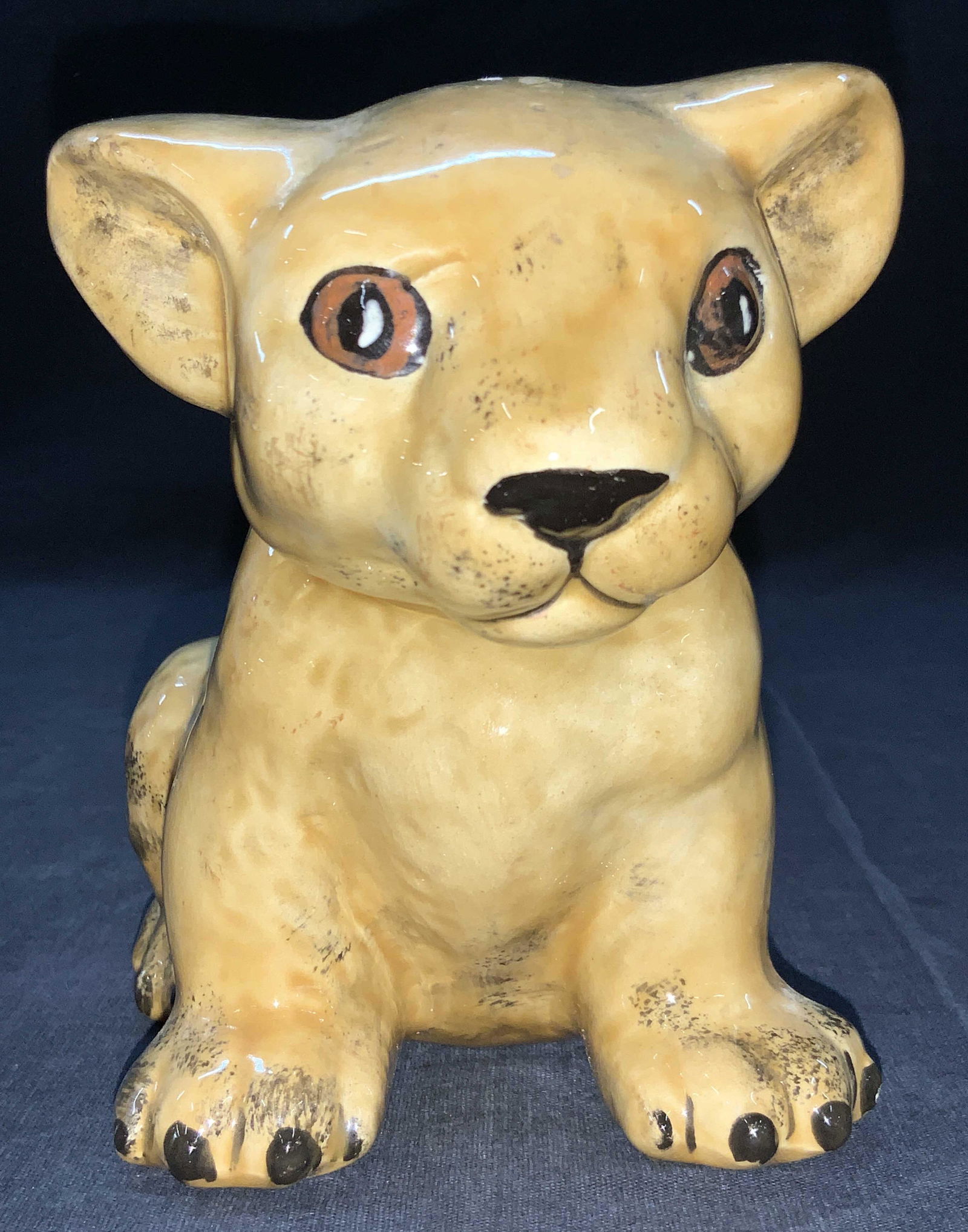 Hand Painted Ceramic Lion Cub Sculpture (1 of 9)