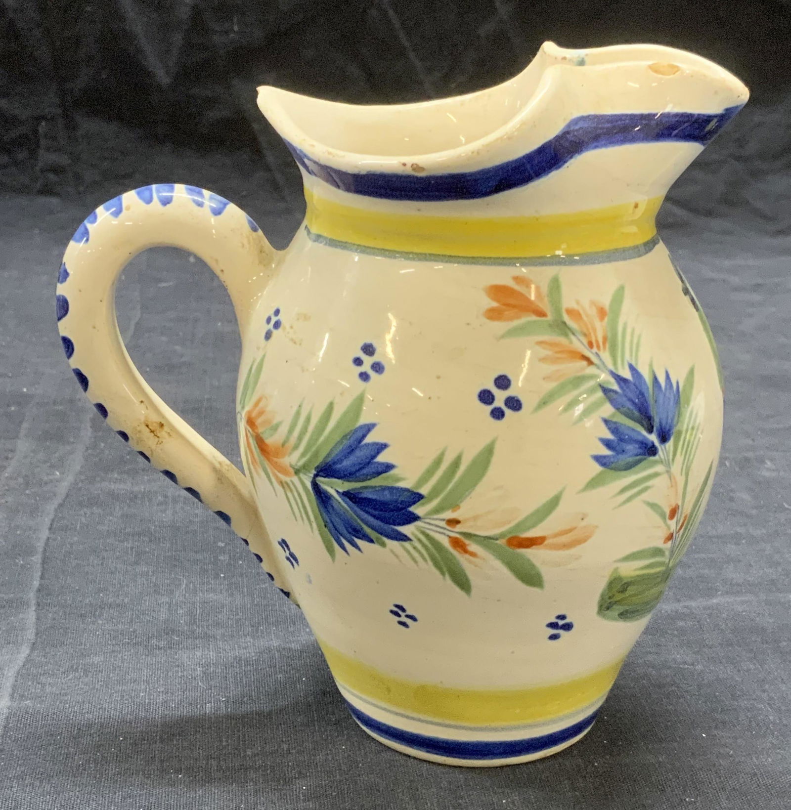 Vintage QUIMPER Pottery Floral Pitcher, France (1 of 7)