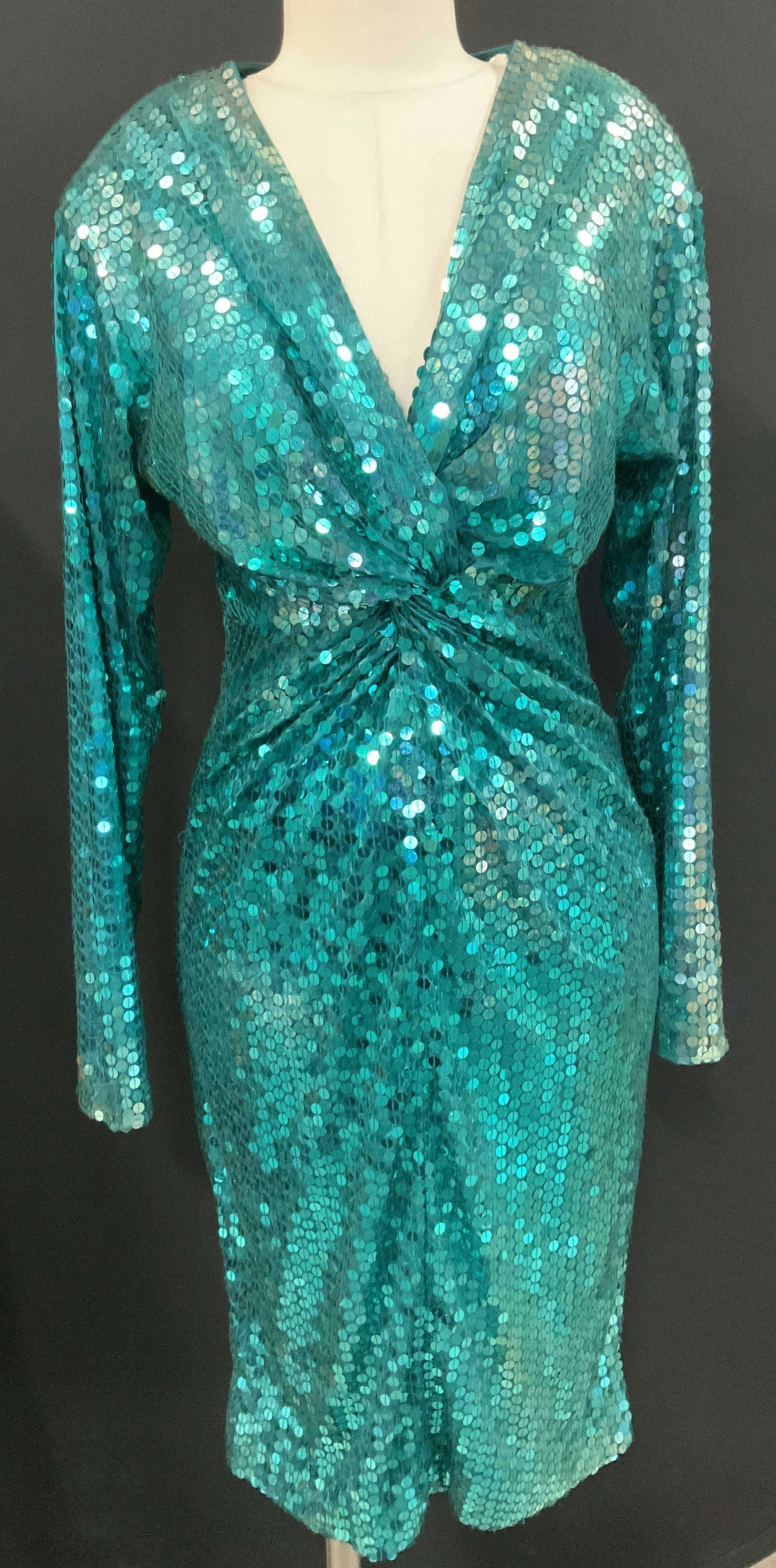 Teal Sequin Cocktail Dress (1 of 6)