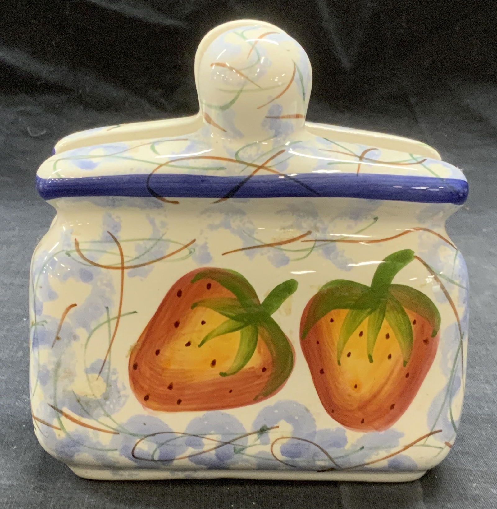 Vintage Hand Painted Ceramic Fruit Napkin Holder (1 of 6)