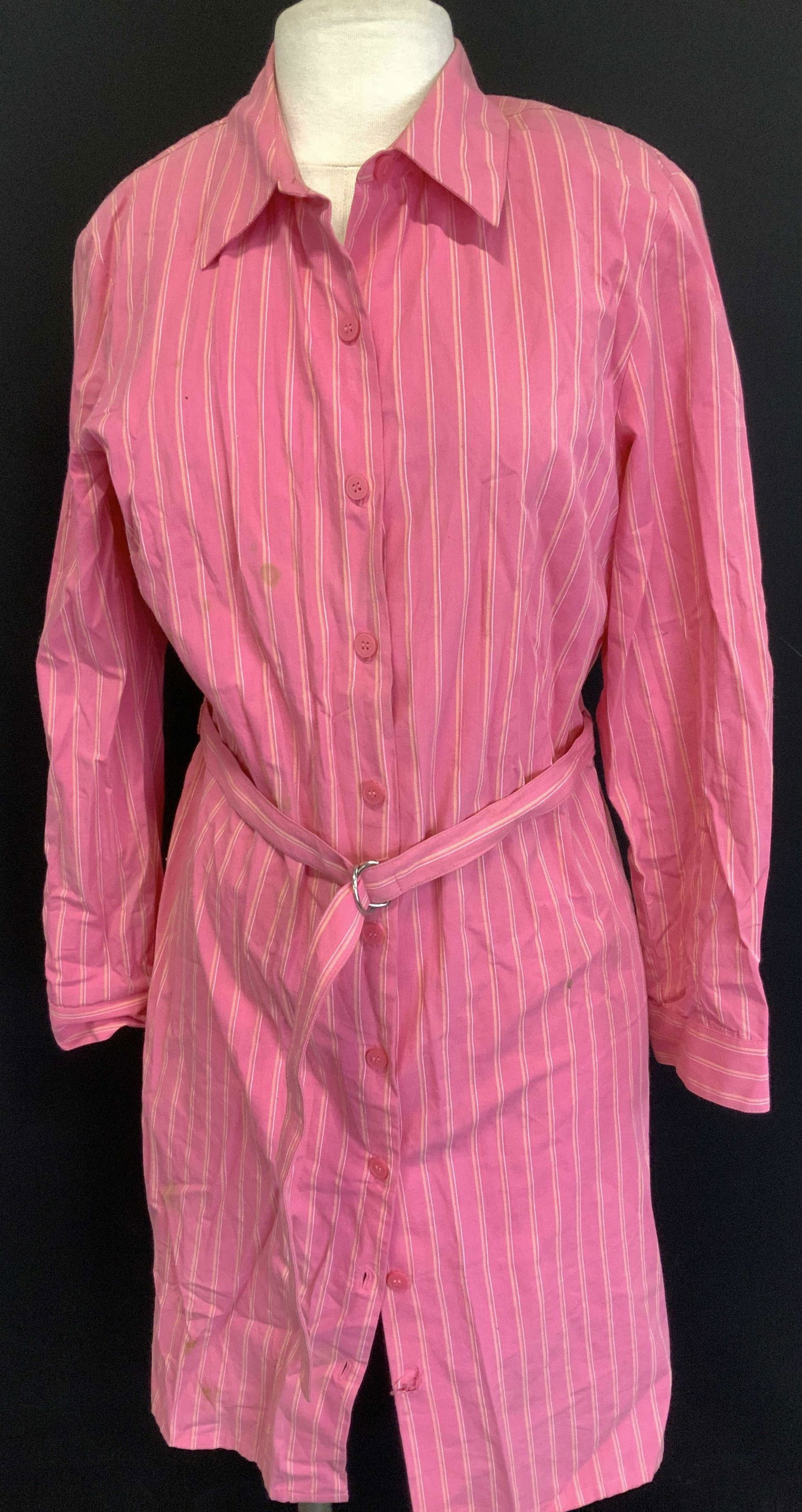 Talbots Pink Stripe Cotton Tube Dress, Belt (1 of 7)