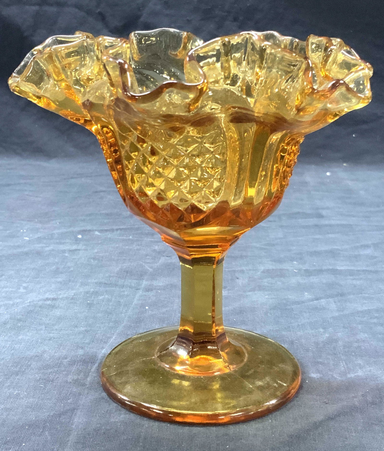 Fenton Hobnail Amber Glass Compote (1 of 7)