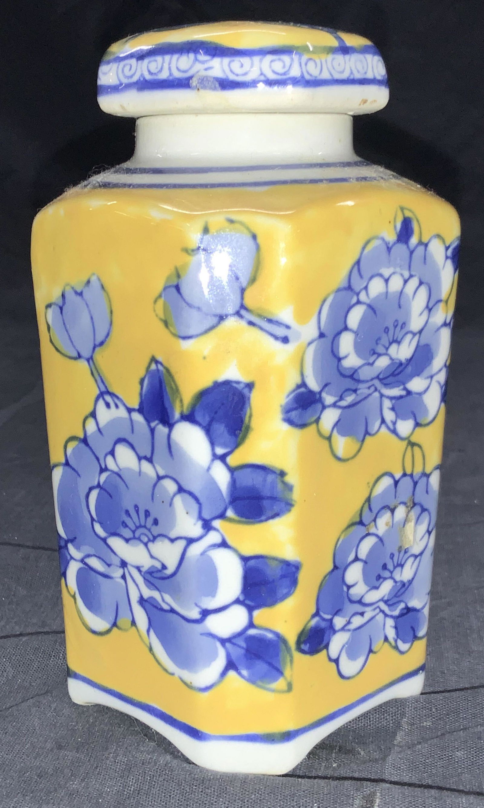 Asian Ceramic Lidded Vessel W Floral Patterns (1 of 6)