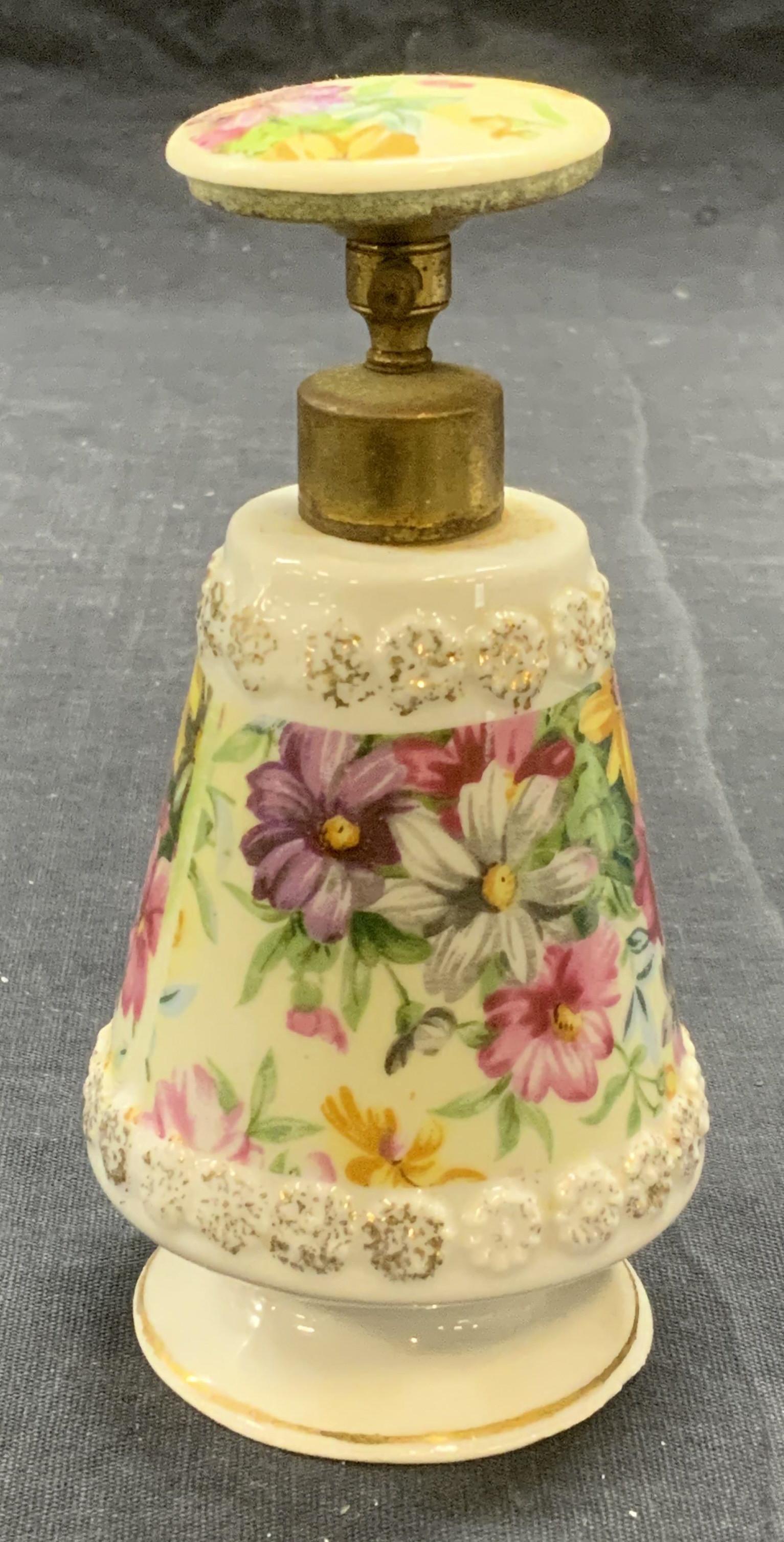 Vintage Floral Porcelain Perfume Bottle (1 of 6)