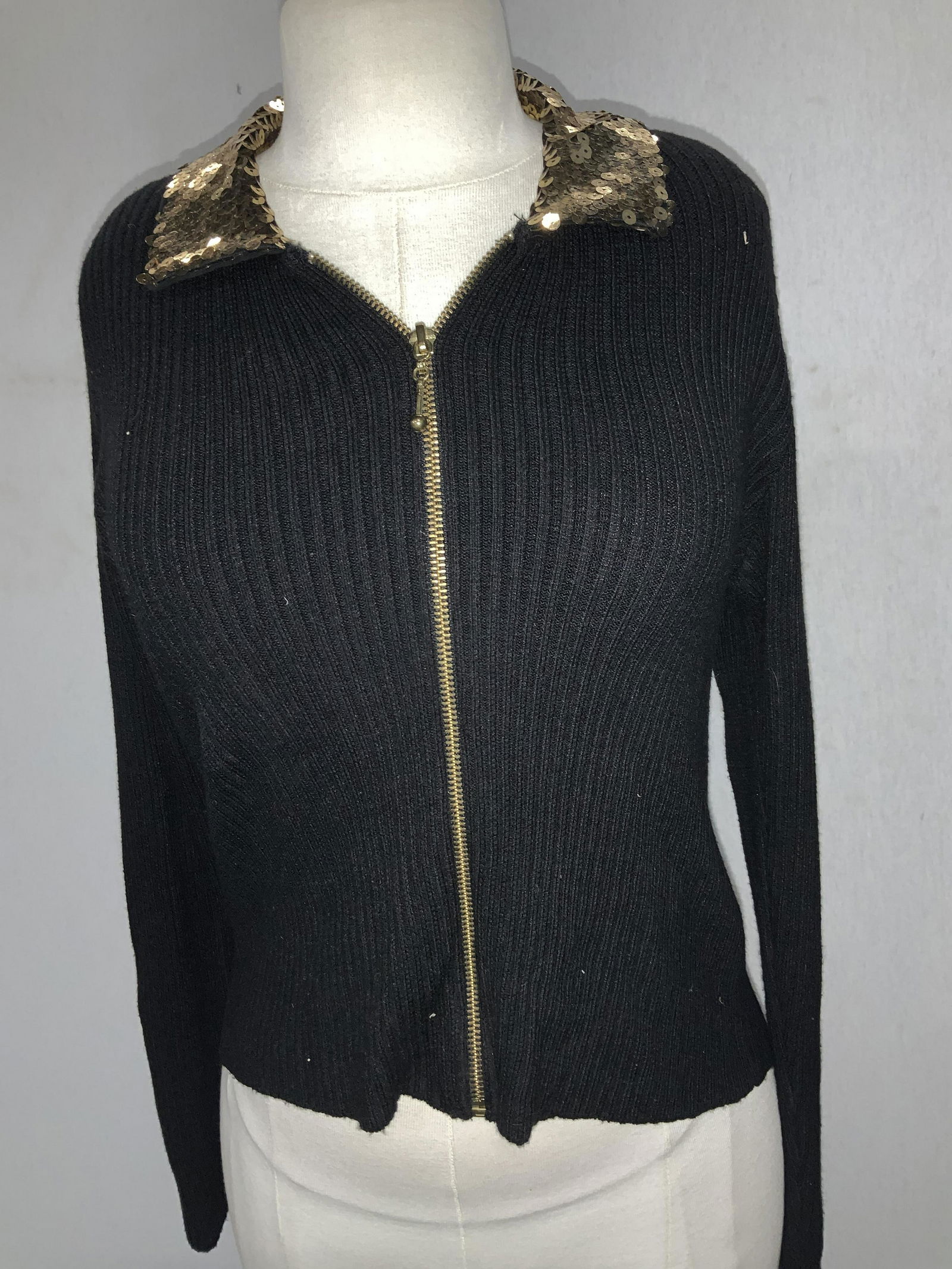 Unlabeled Designer Knit Jacket, Sequin Collar (1 of 6)