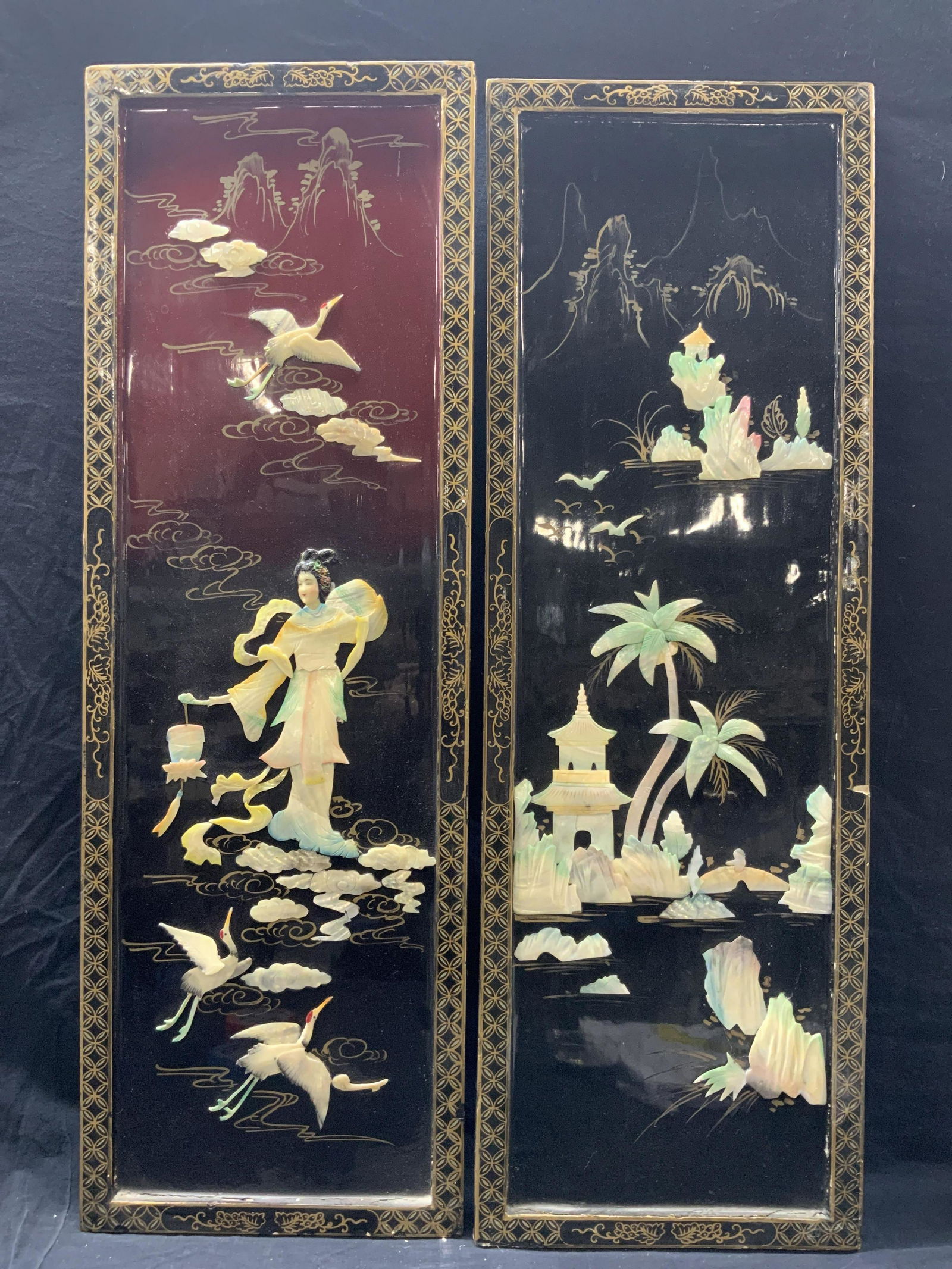 2 Asian Hand Painted Wall Panels (1 of 11)