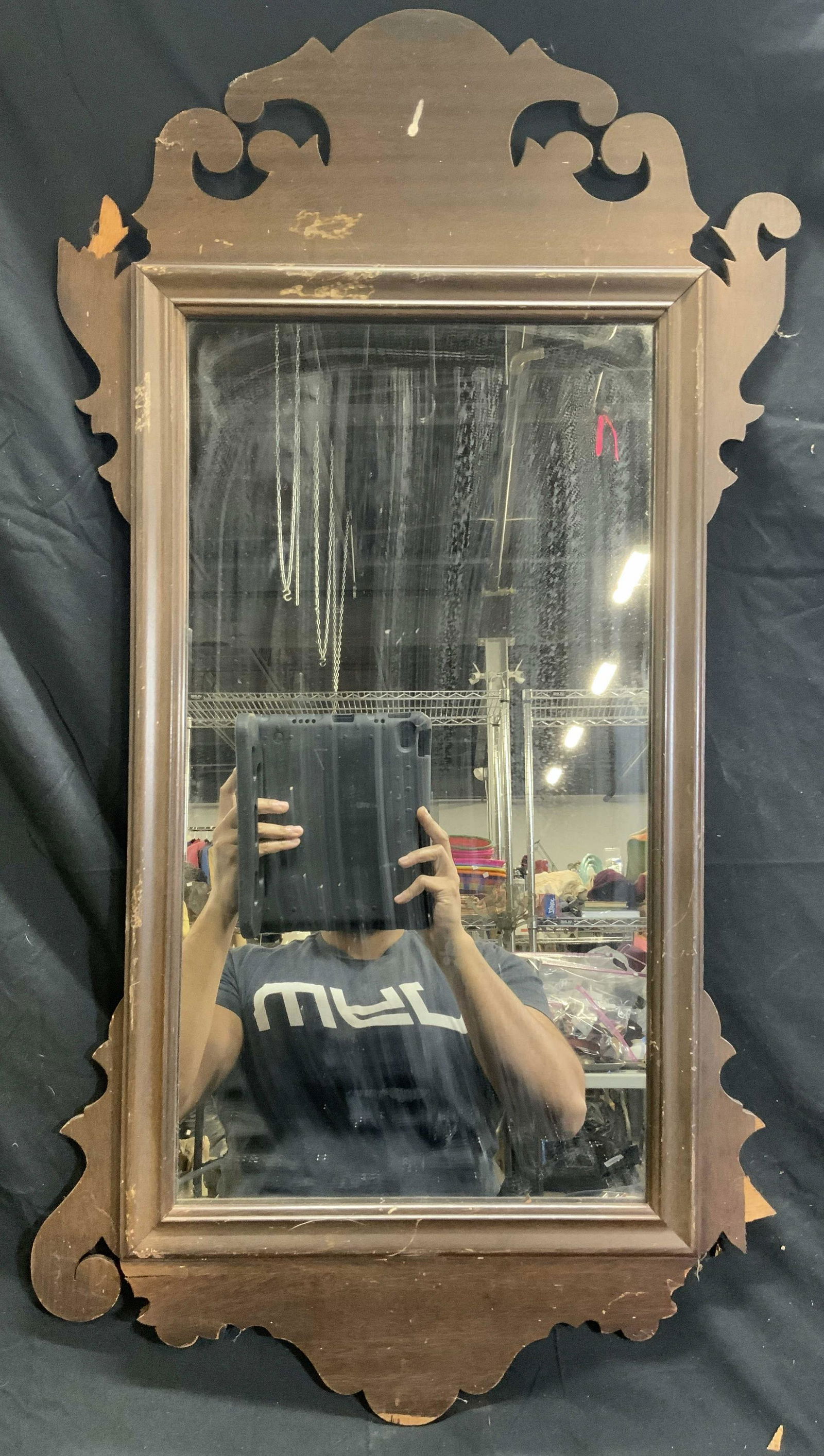 GSM Vtg Chippendale Style Mahogany Wall Mirror (1 of 7)