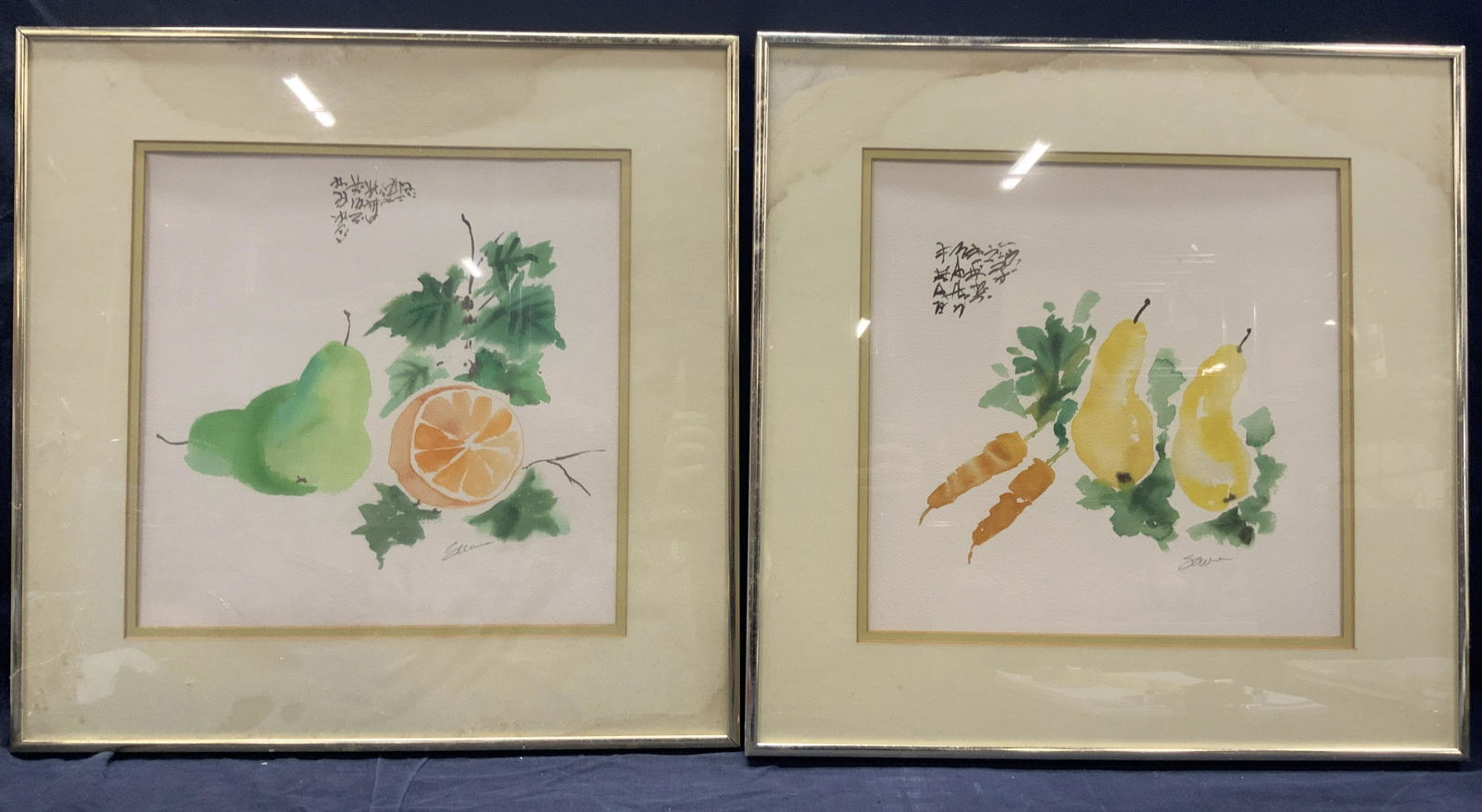 2 Signed Fruits & Vegetables Watercolor Paintings (1 of 12)