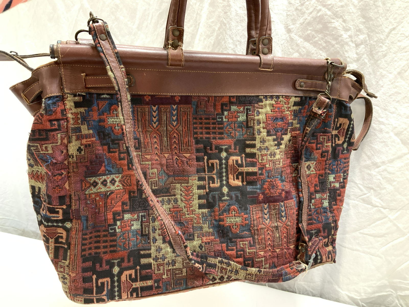 Vintage East Asian Print Artisanal Carry All Bag (1 of 15)