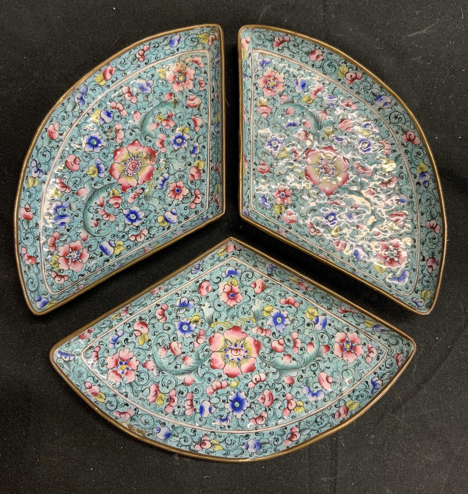 Set 3 Asian Enameled Appetizer Plates (1 of 6)